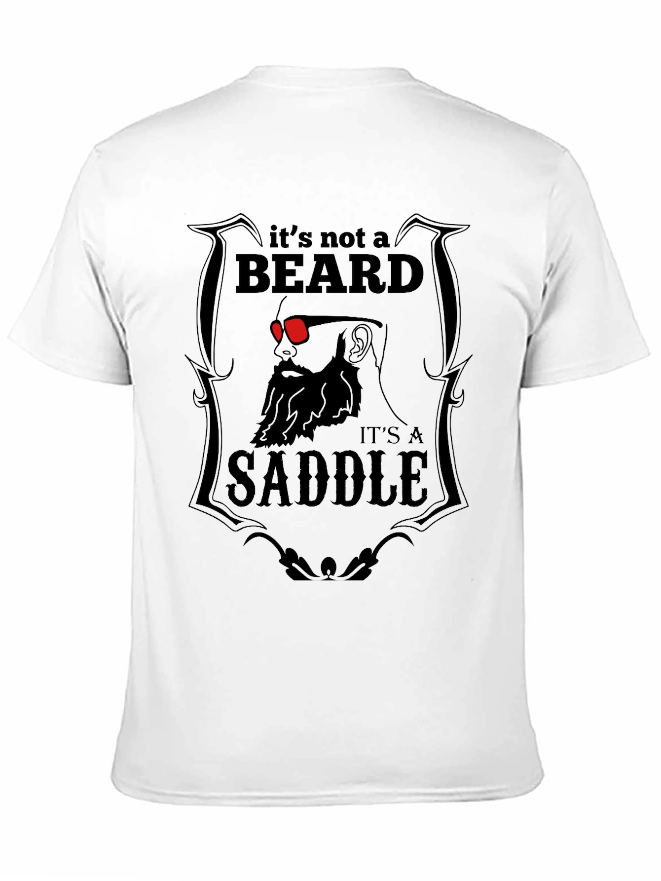 Black Beard Saddle Graphic T-Shirt - Funny Novelty Tee view 11