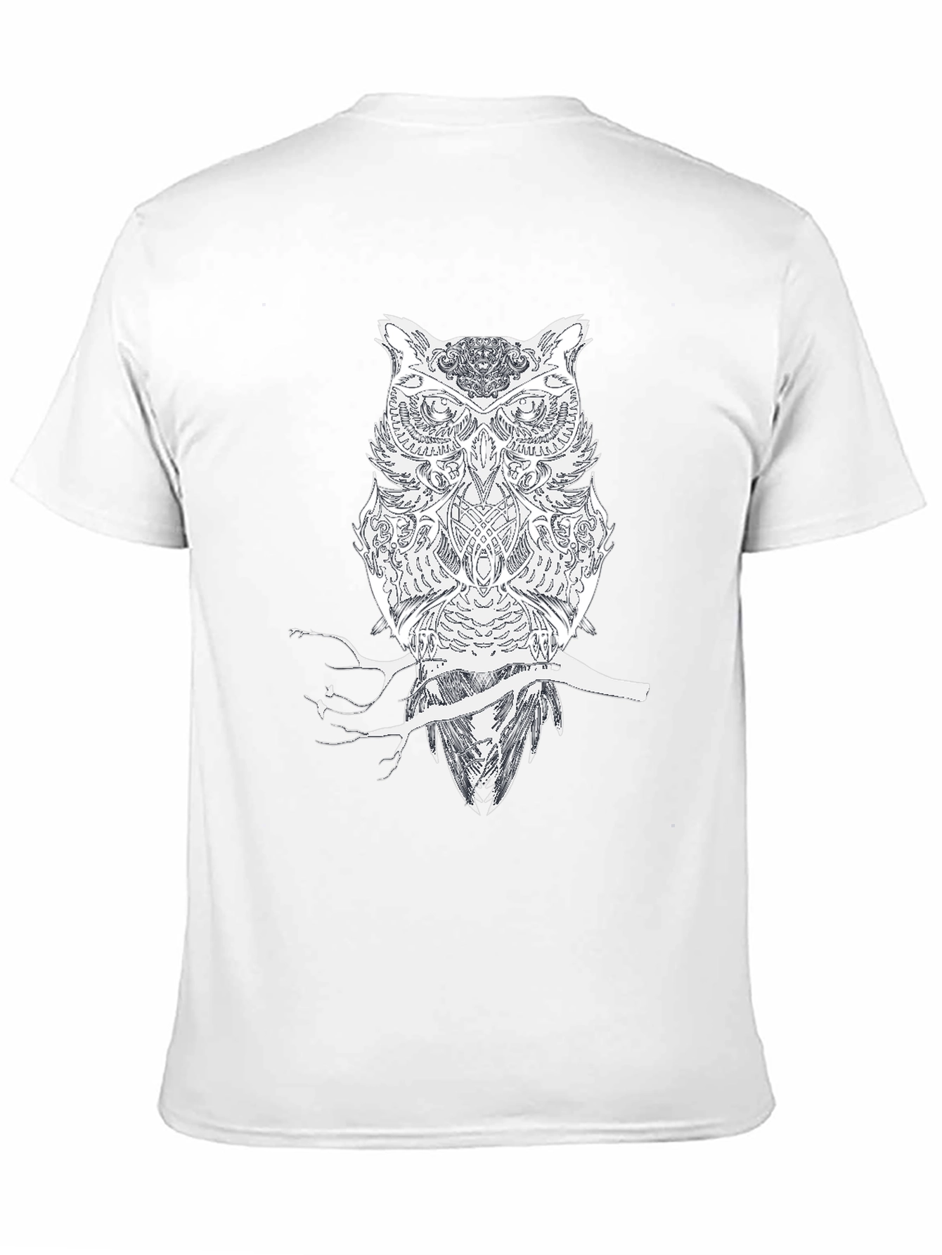 Black Owl on Branch Black Tee - Unique Graphic Design view 11