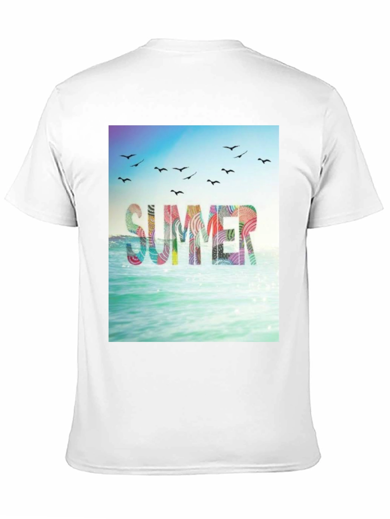 Black Summer Beach Graphic Tee - Black Cotton T-Shirt view 11