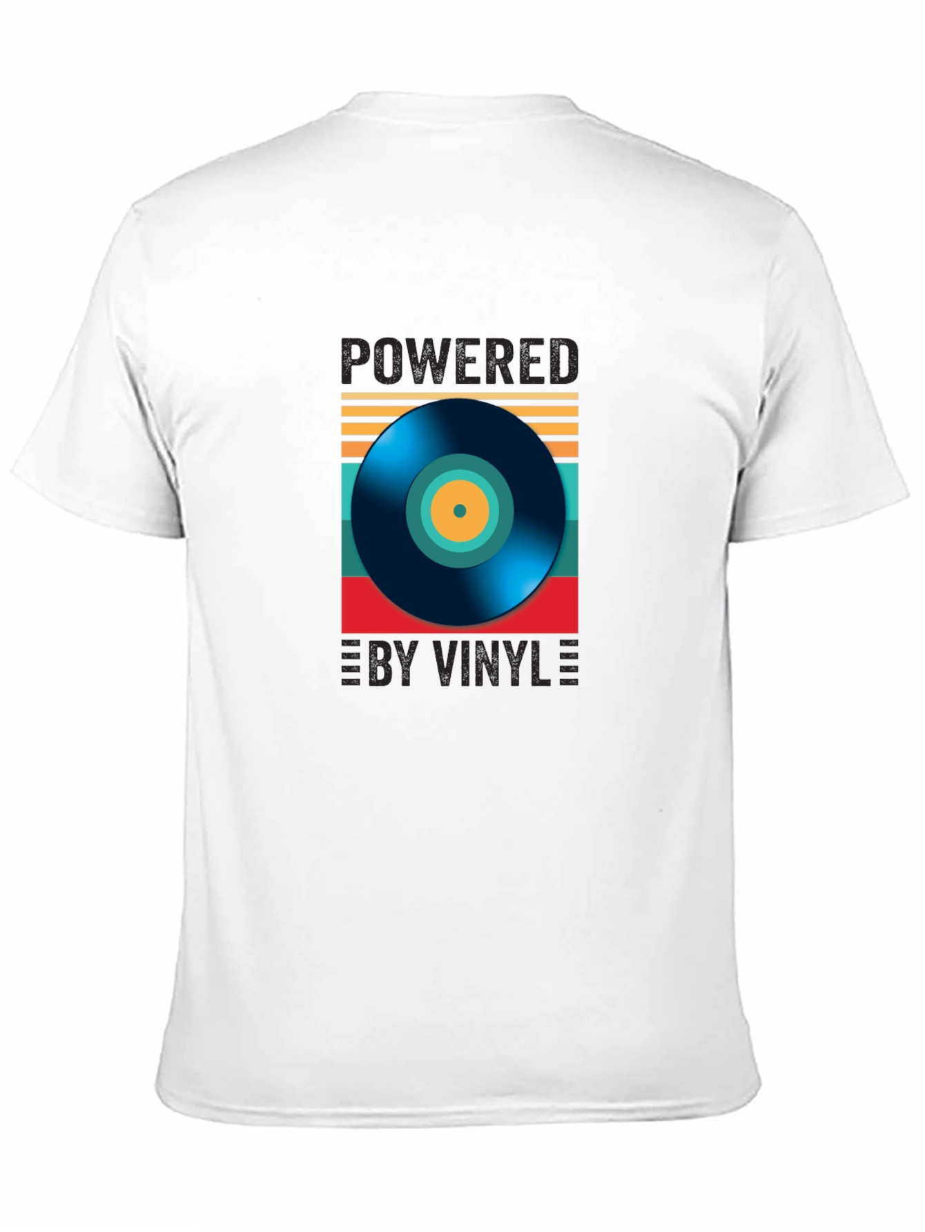 Black Powered by Vinyl Graphic Tee - Retro Music Lover Shirt view 11