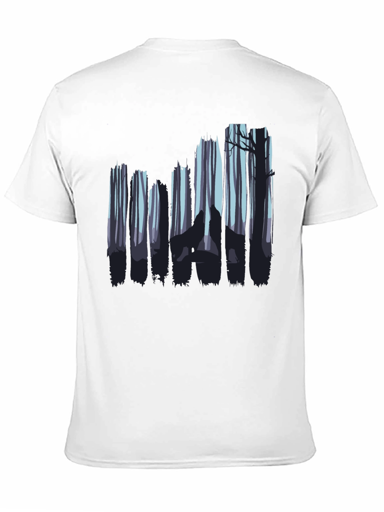 Black Wolf Forest Graphic Tee - Black Cotton Blend view 11