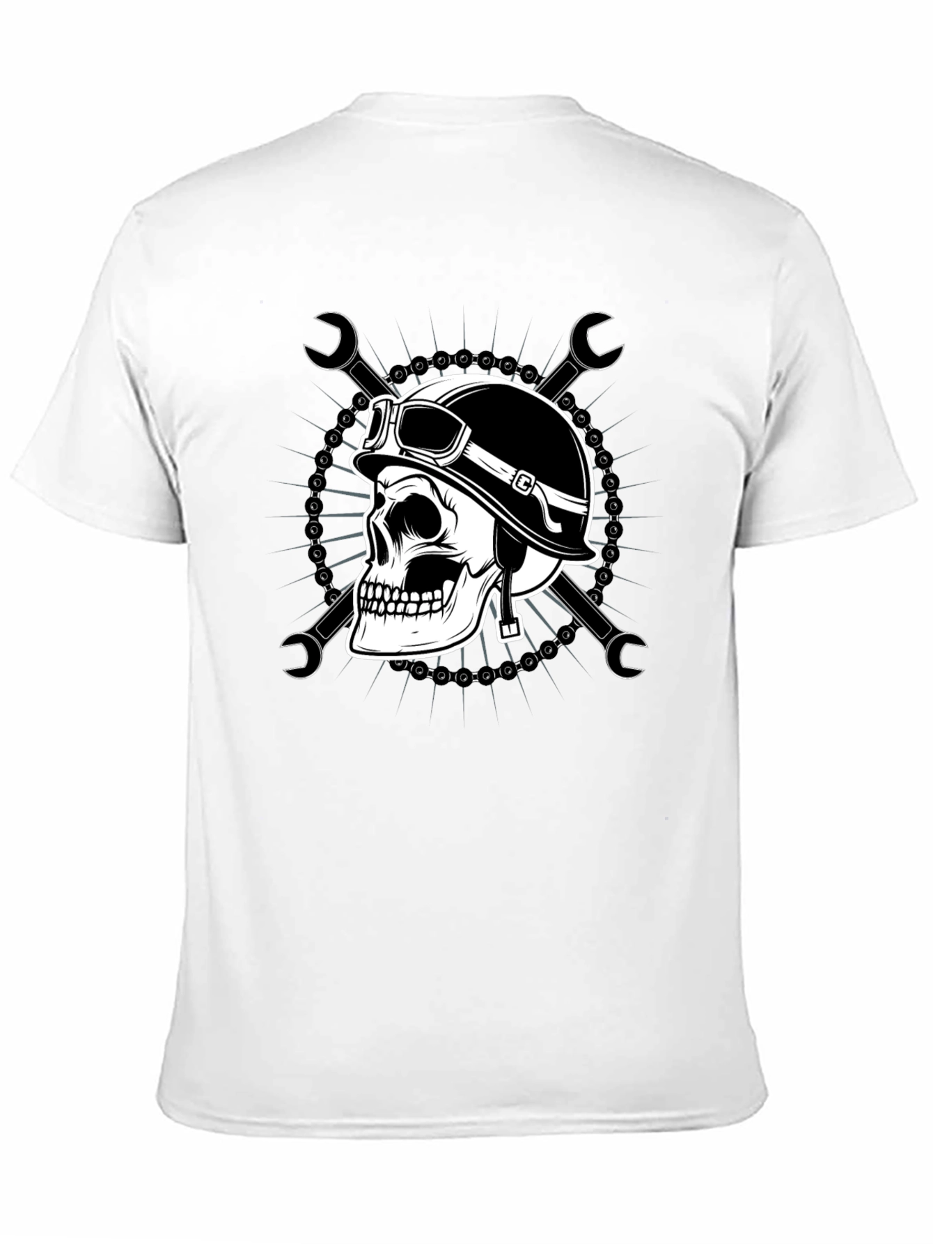 Skull Biker T-Shirt - Men's Black Graphic Tee - 11