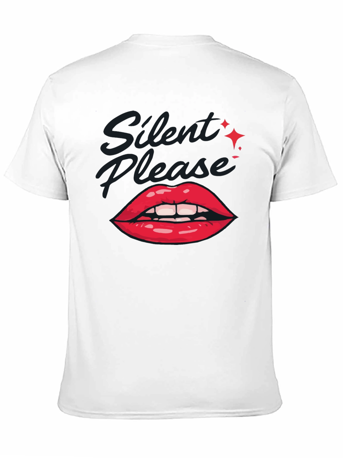Black Silent Please Lips Graphic T-Shirt view 11