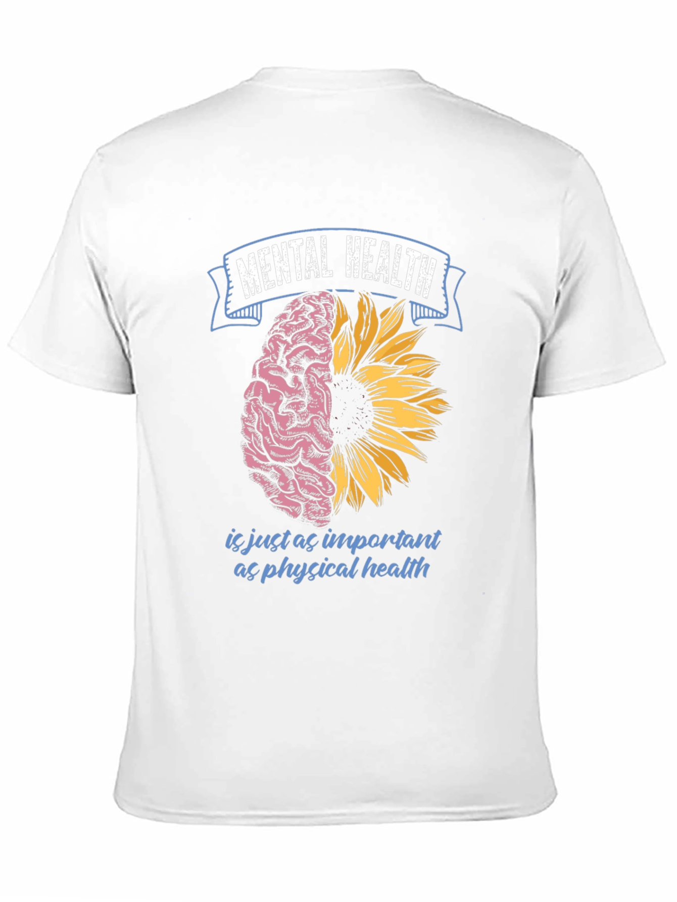 Black Mental Health T-Shirt: Brain & Sunflower Design view 11