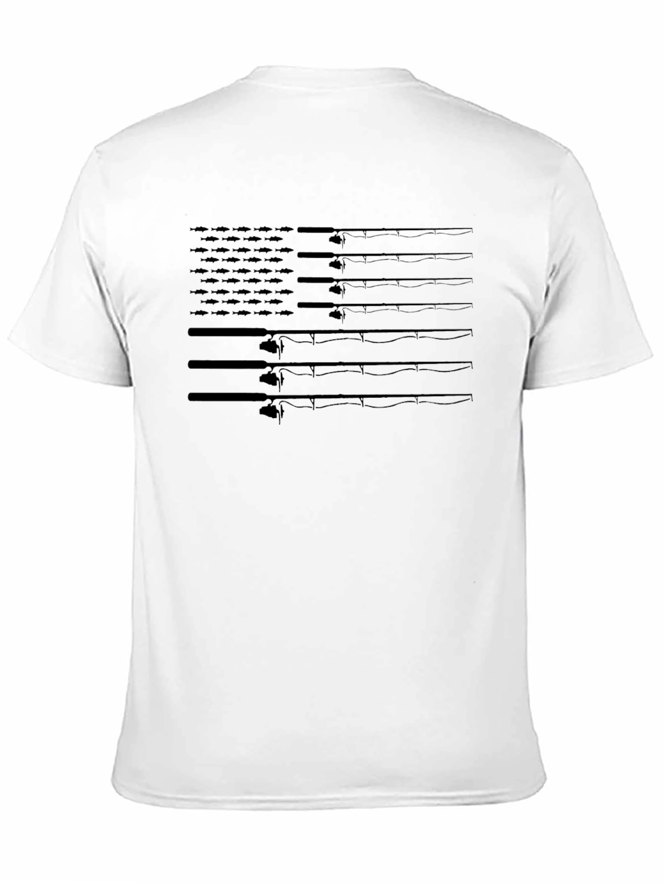 Black Fishing Rod Flag Graphic Tee - Patriotic Angler Shirt view 11