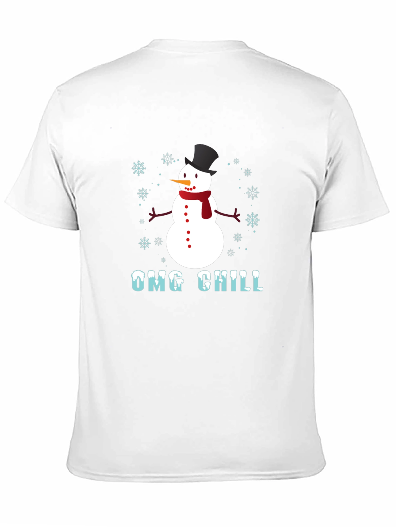 Black OMG Chill Snowman Graphic Tee - Winter Holiday Shirt view 11