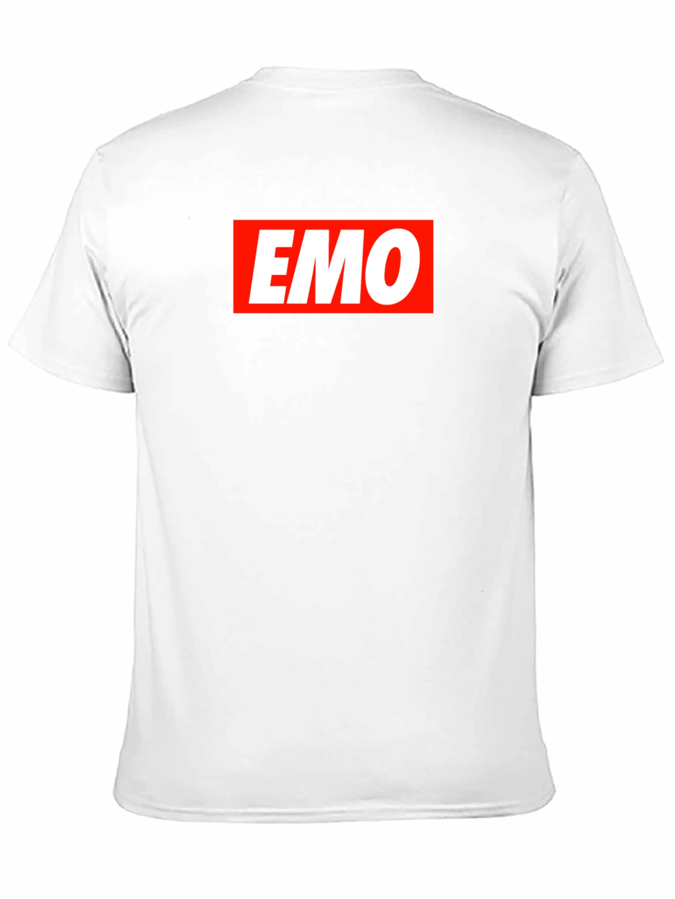 Black Emo T-Shirt - Classic Red and White Logo Design view 11