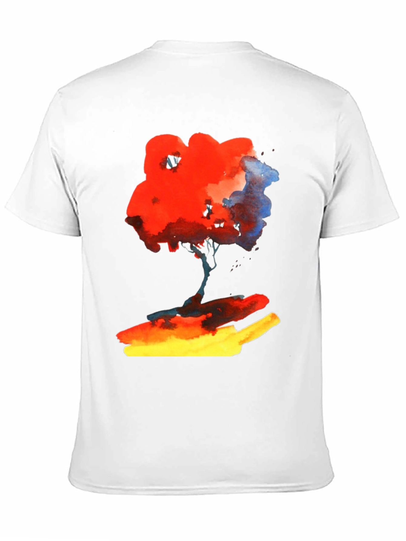 Abstract Watercolor Tree Graphic Tee - Soft Black Cotton Shirt - 11