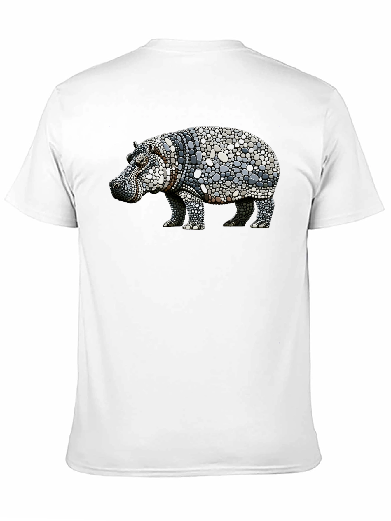 Black Hippo Pebble Art Graphic Tee - Black Cotton Shirt view 11