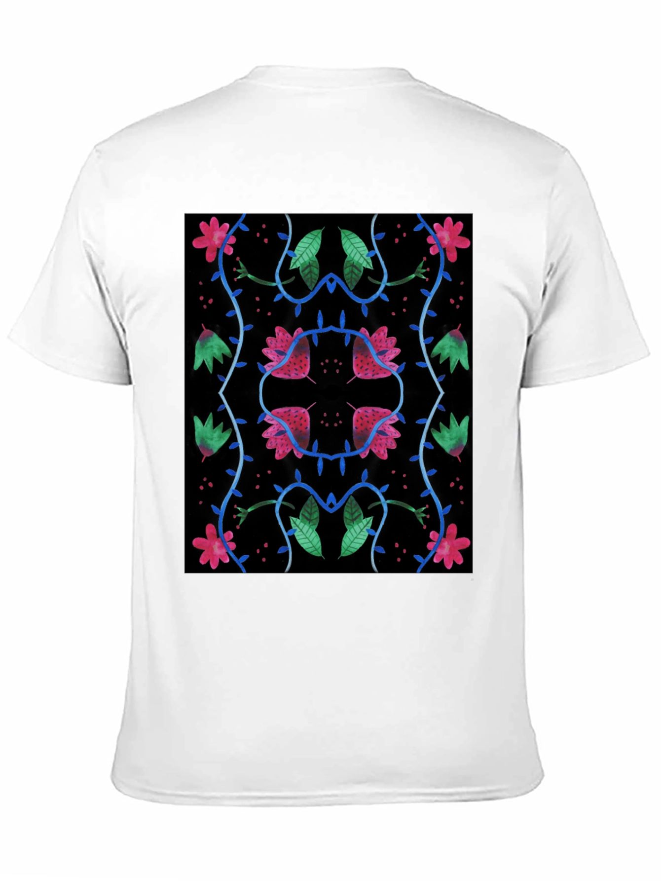 Black Floral Pattern Black T-Shirt view 11