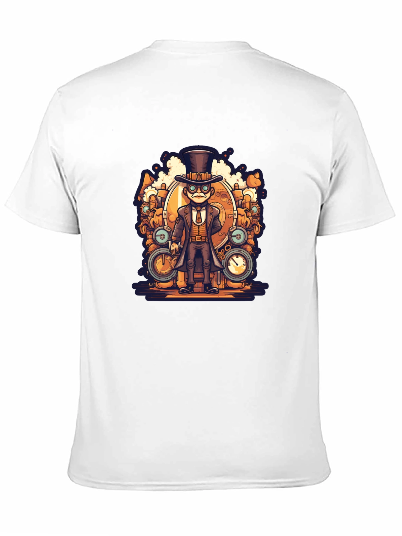 Black Steampunk Cartoon Black T-Shirt view 11