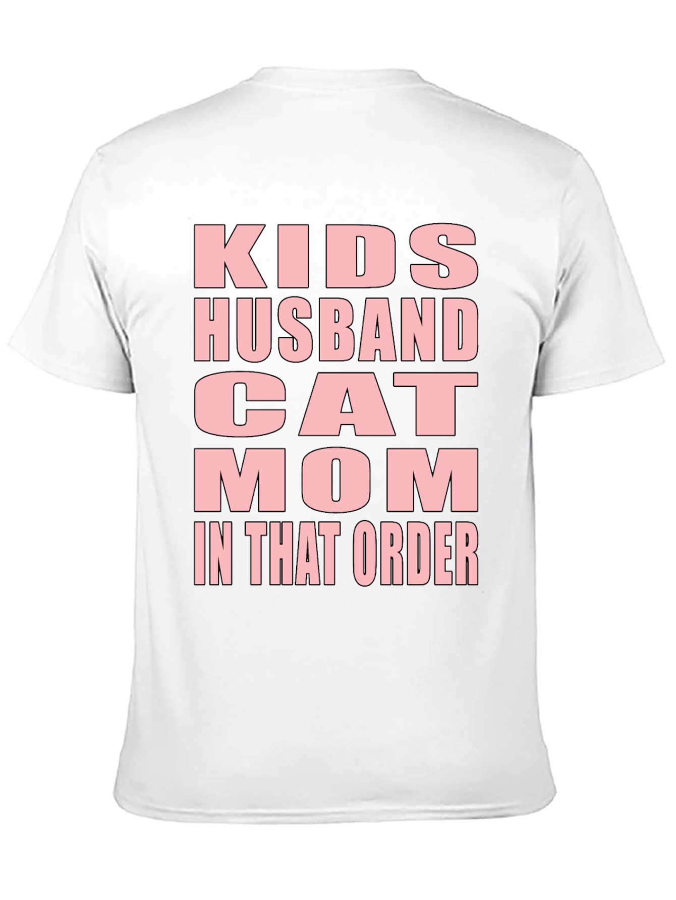 Black Funny "Kids Husband Cat Mom" Black T-Shirt view 11