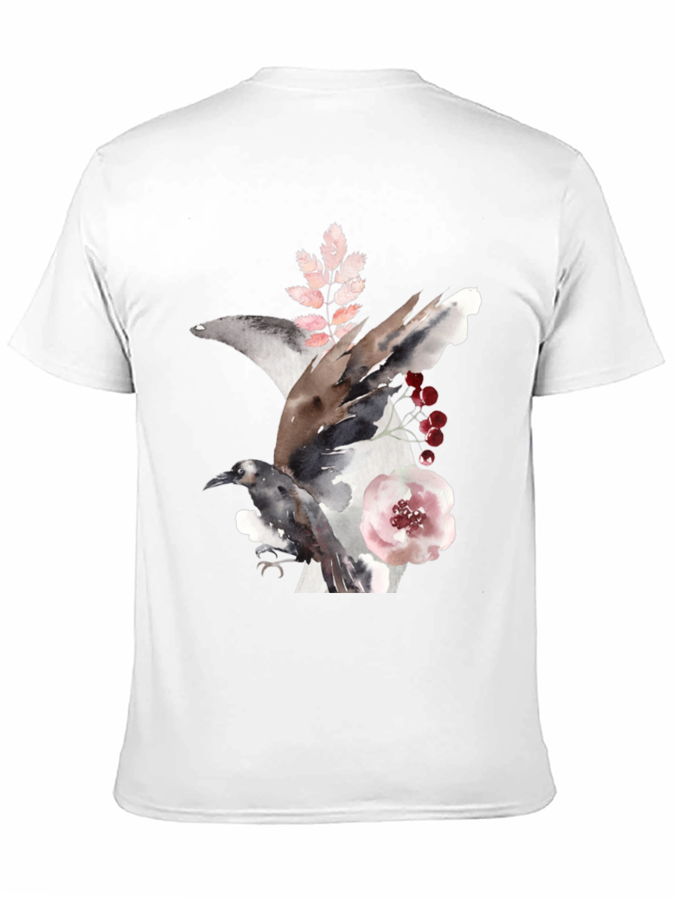 Black Raven & Floral Watercolor Tee view 11