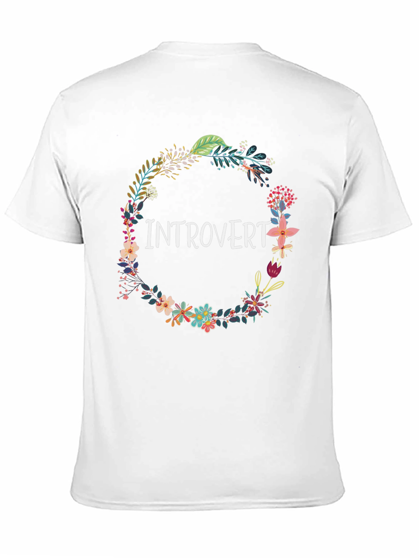 Black Introvert Floral Wreath Black T-Shirt view 11