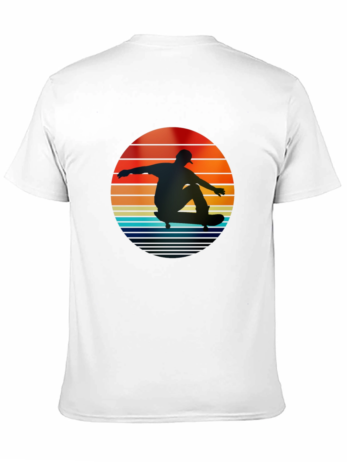 Black Retro Skateboarder Sunset T-Shirt view 11