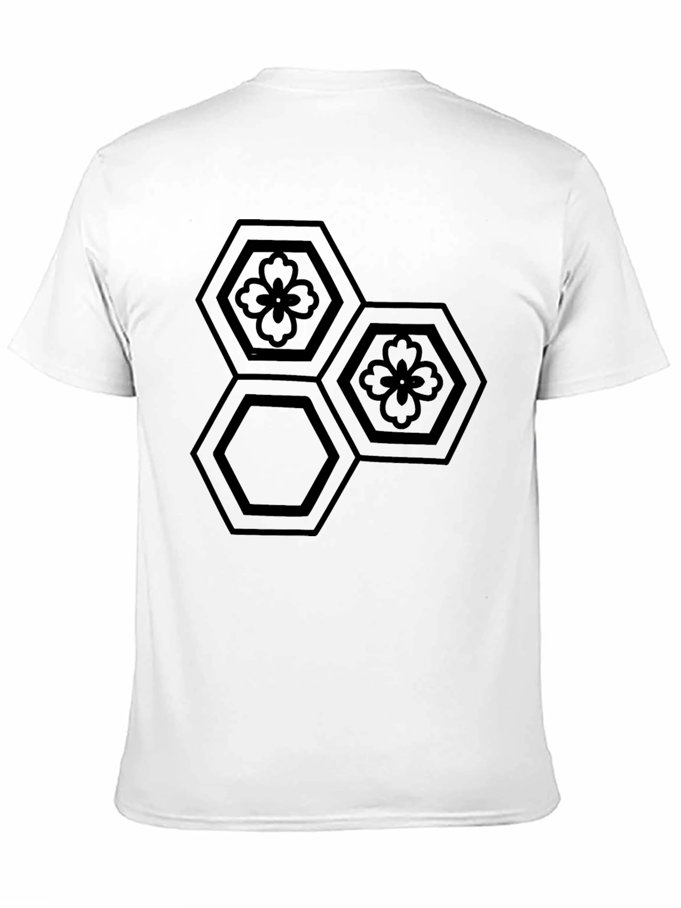 Black Geometric Flower Hexagon T-Shirt view 11
