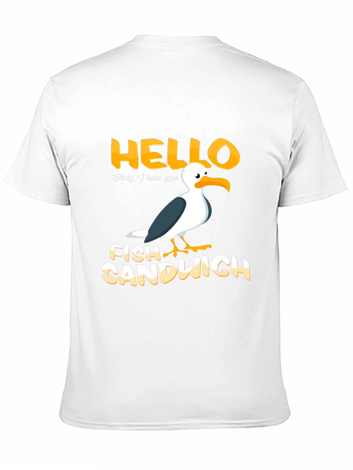 Black Hello Fish Sandwich T-Shirt Funny Seagull Humor Tee view 11