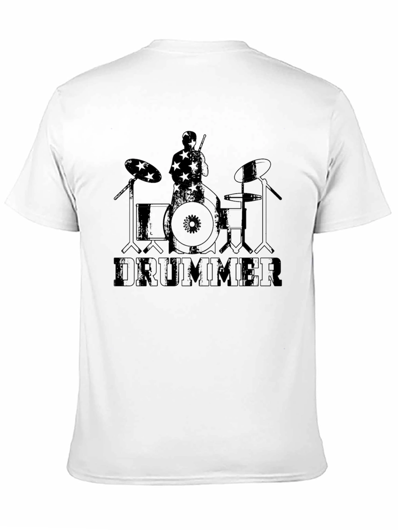 Black Drummer Graphic Print Black T-Shirt view 11