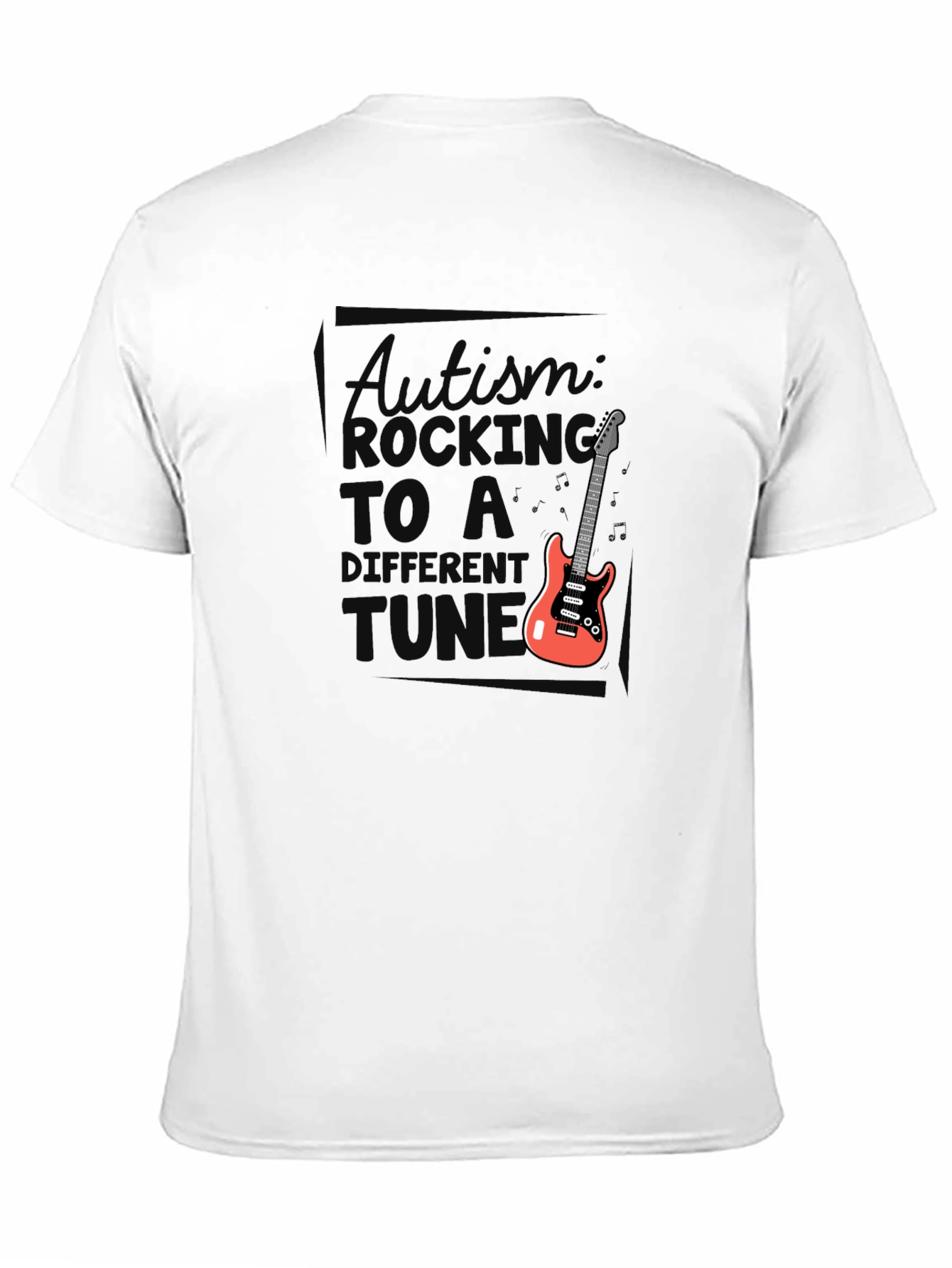 Black Autism Awareness Rocking to a Different Tune T-Shirt view 11