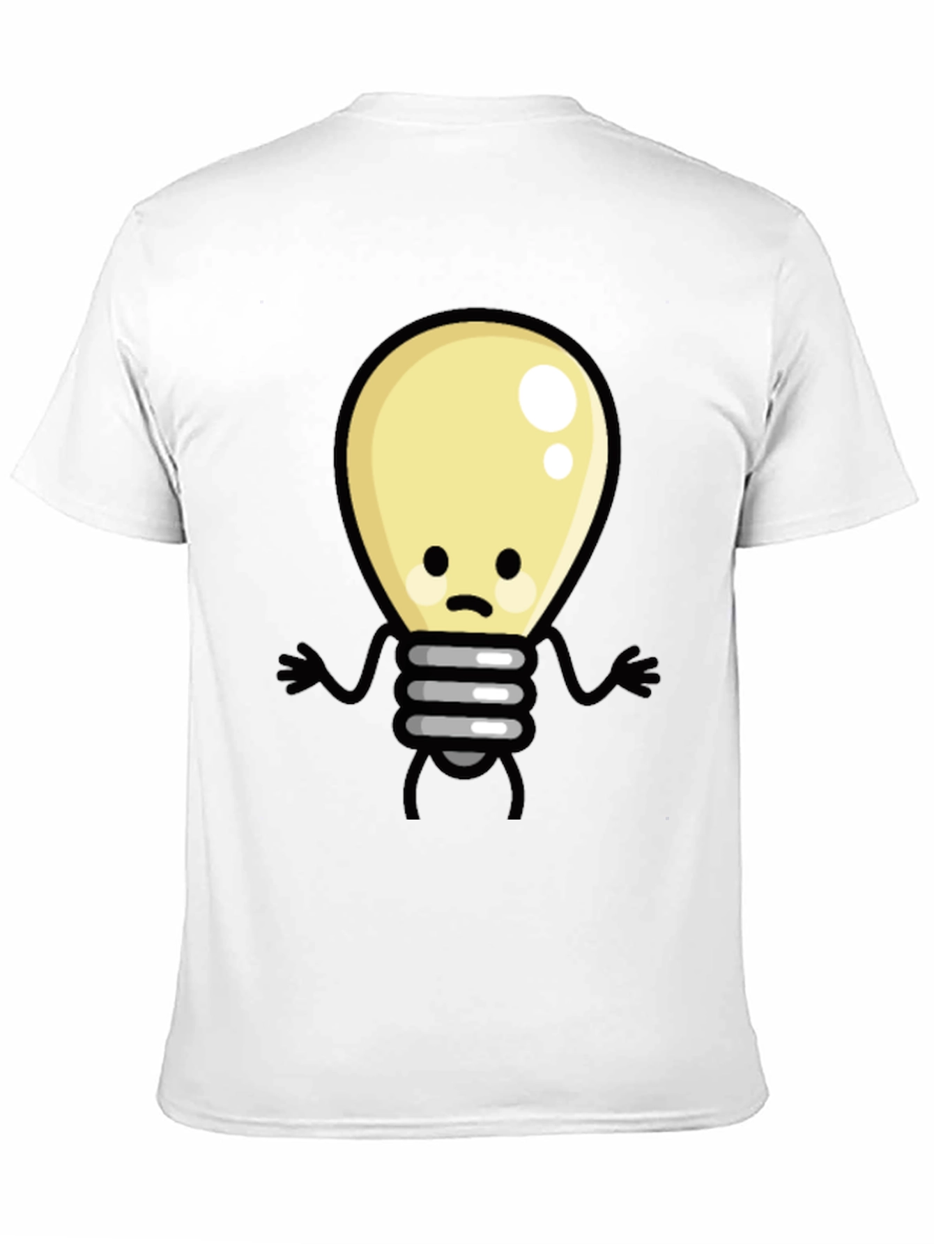 Black Funny Cartoon Light Bulb Black T-Shirt view 11