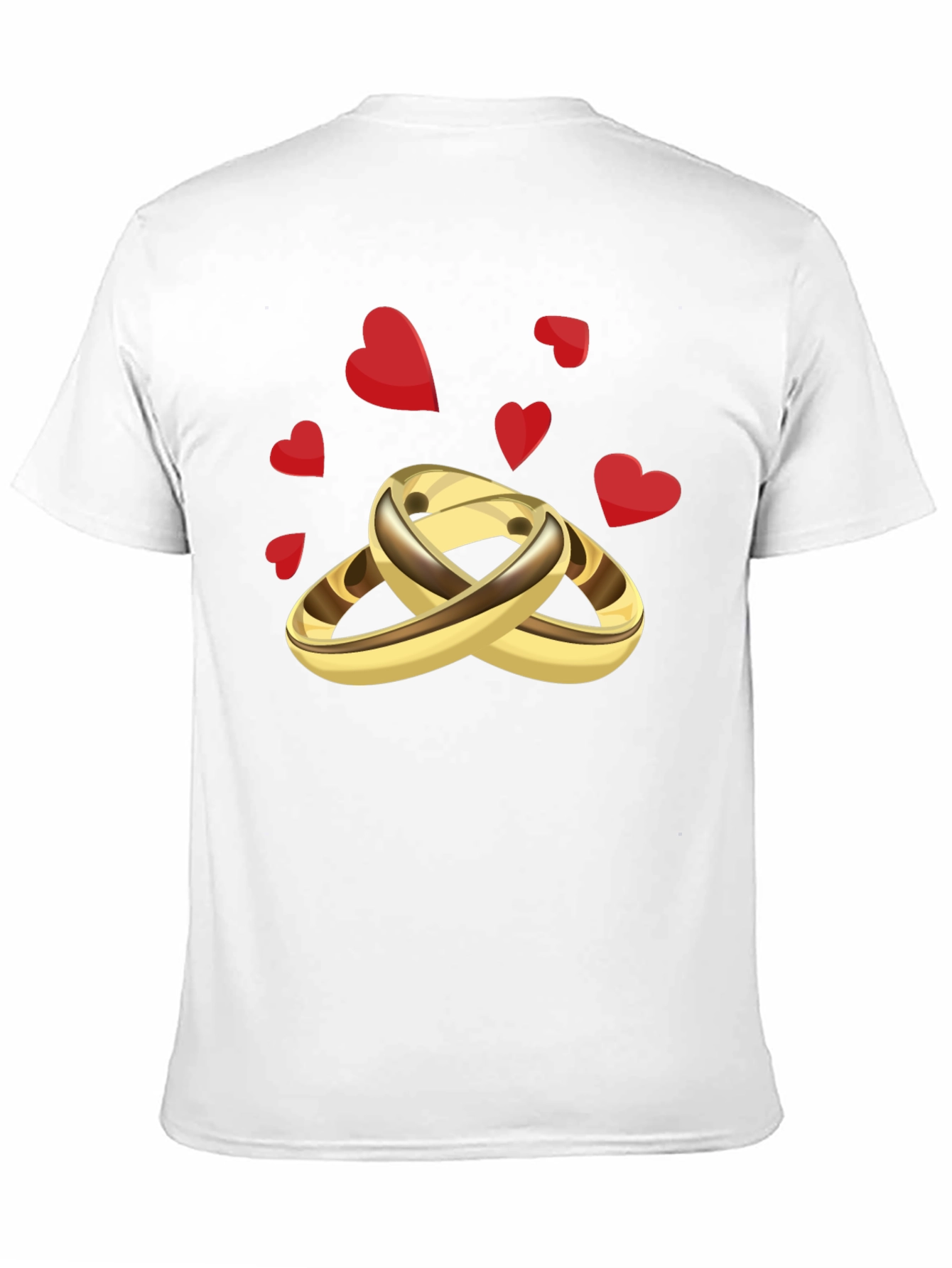 Black Golden Wedding Rings & Hearts Graphic Tee - Stylish & Unique view 11
