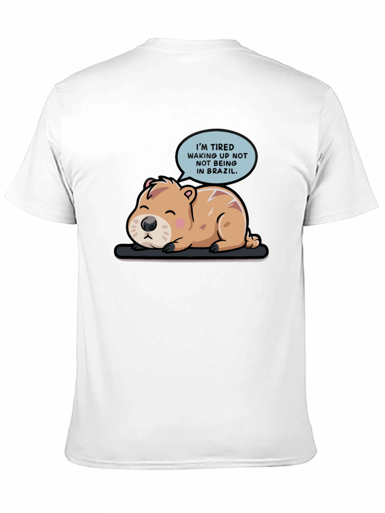 Black Tired Capybara Brazil T-Shirt view 11