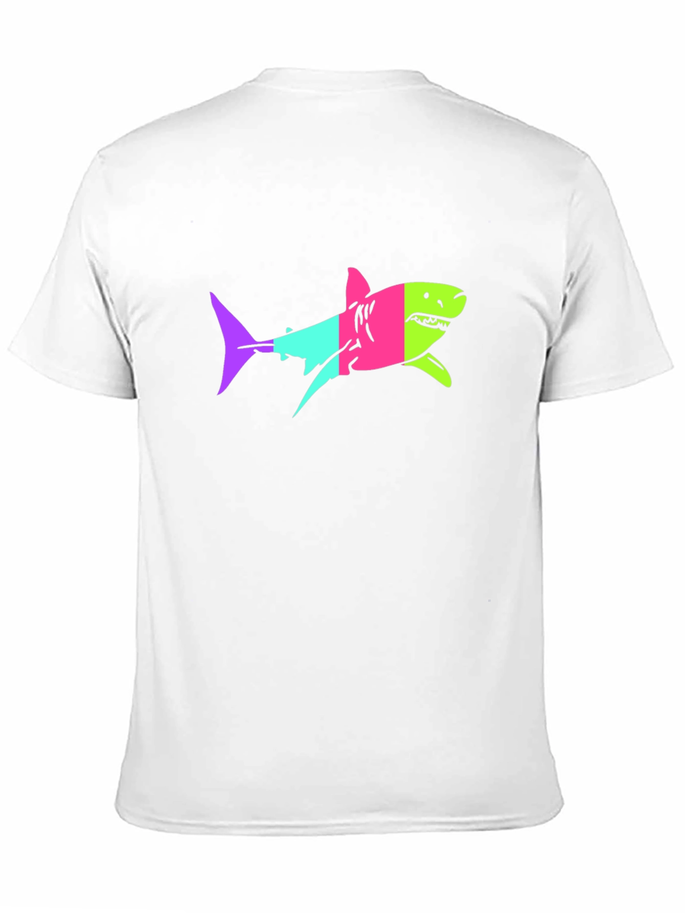 Black Neon Shark Graphic Print Black T-Shirt view 11