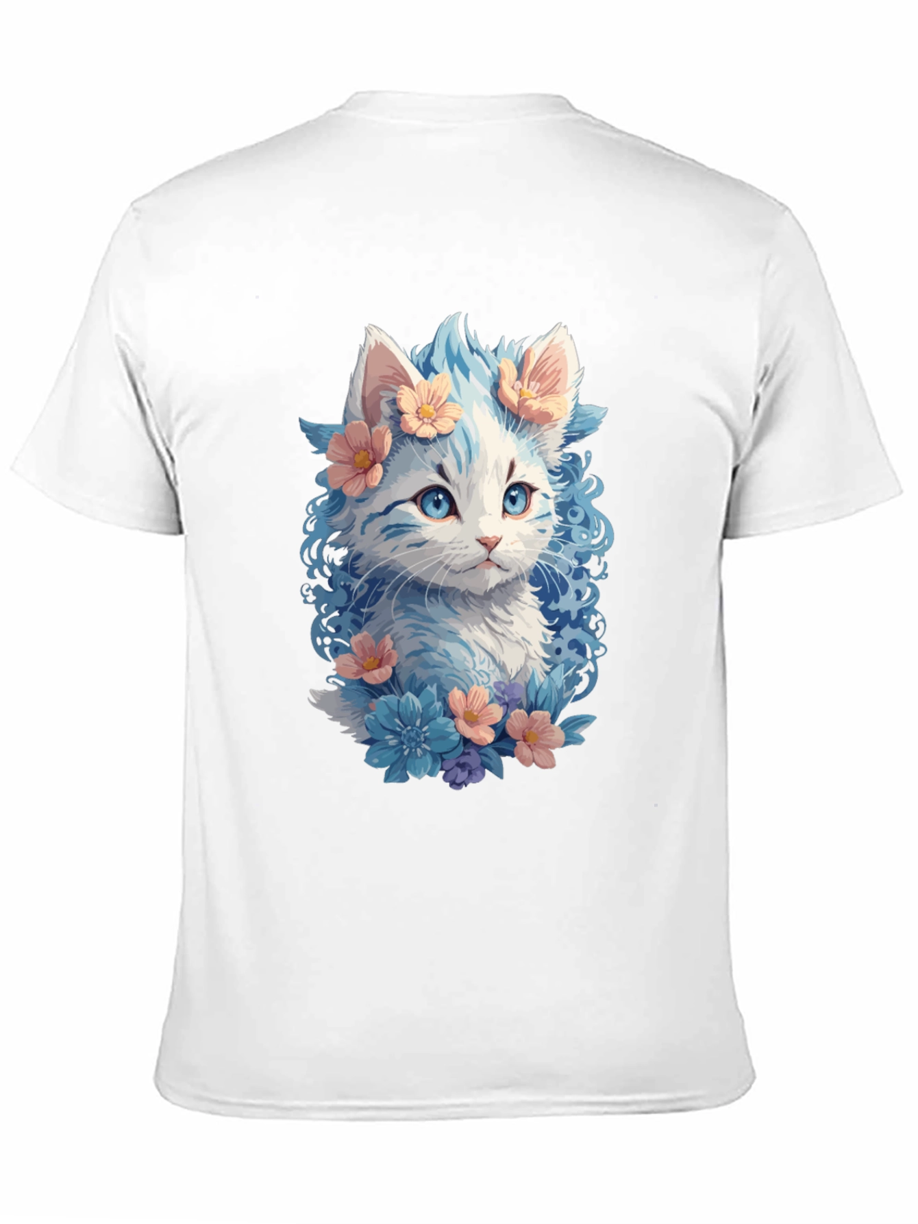 Black Floral Cat Graphic Tee - Unique Kitten Design view 11