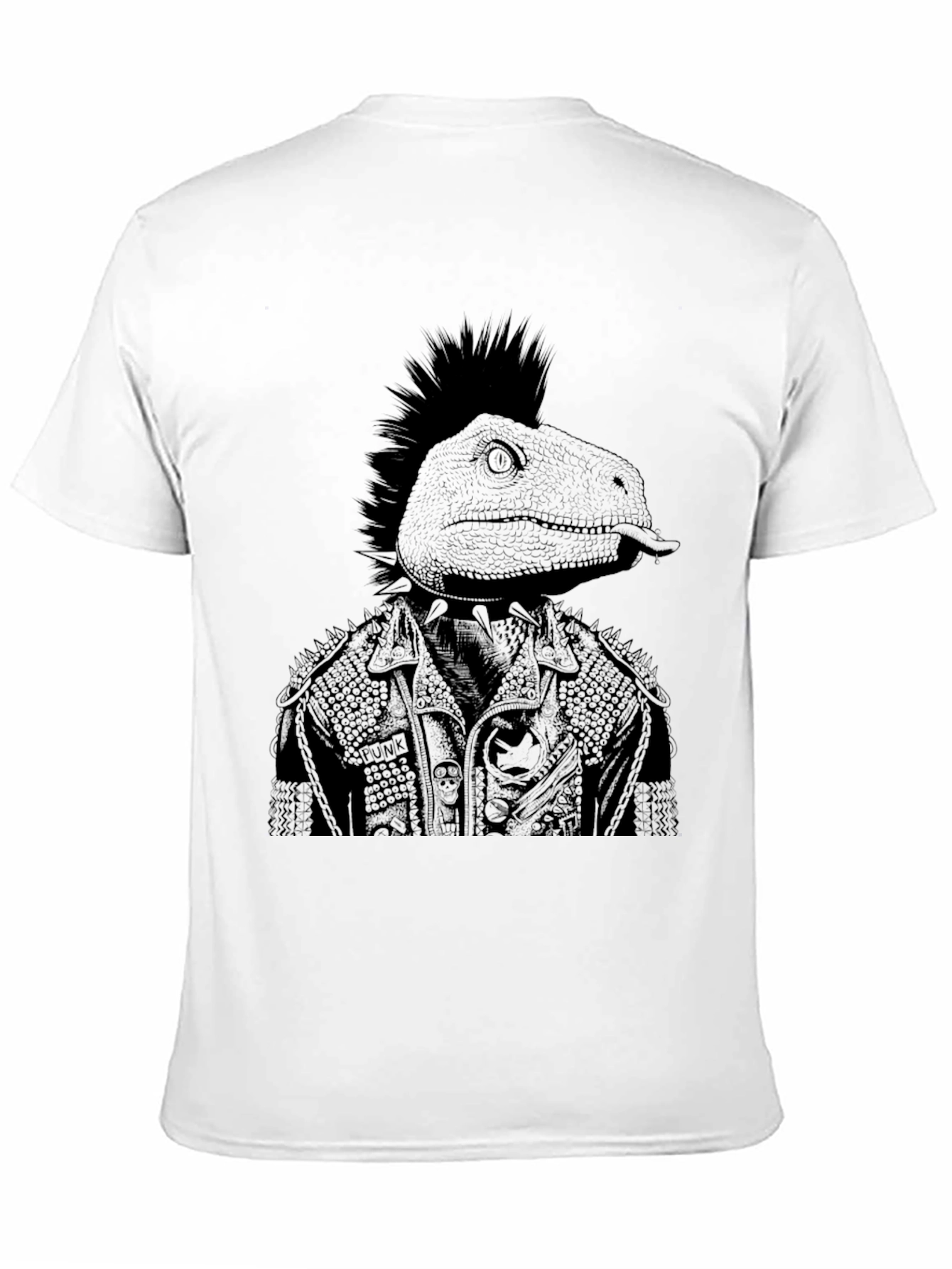 Black Punk Dino Graphic Tee - Black Cotton T-Shirt view 11