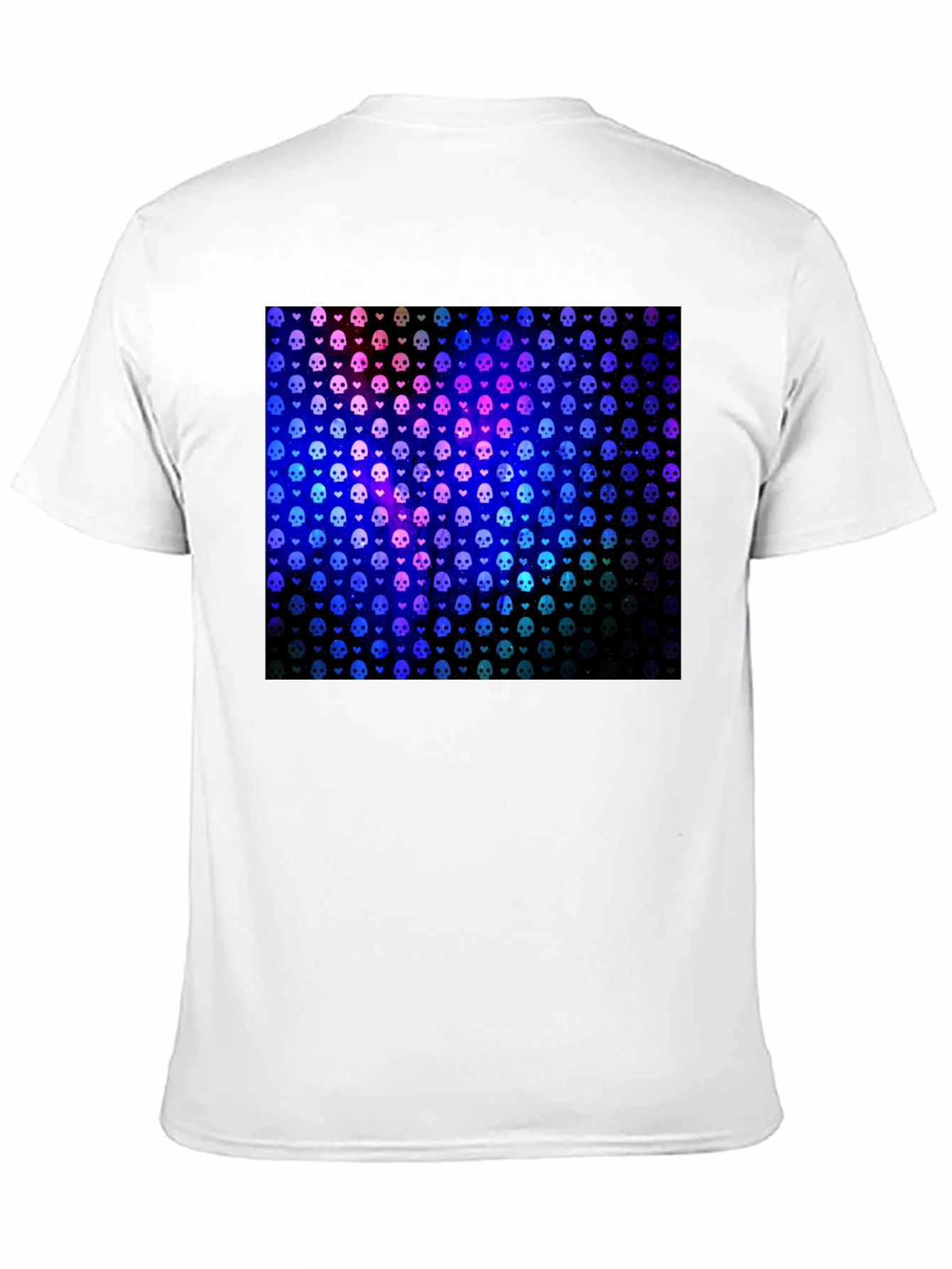 Black Skull & Heart Pattern T-Shirt view 11