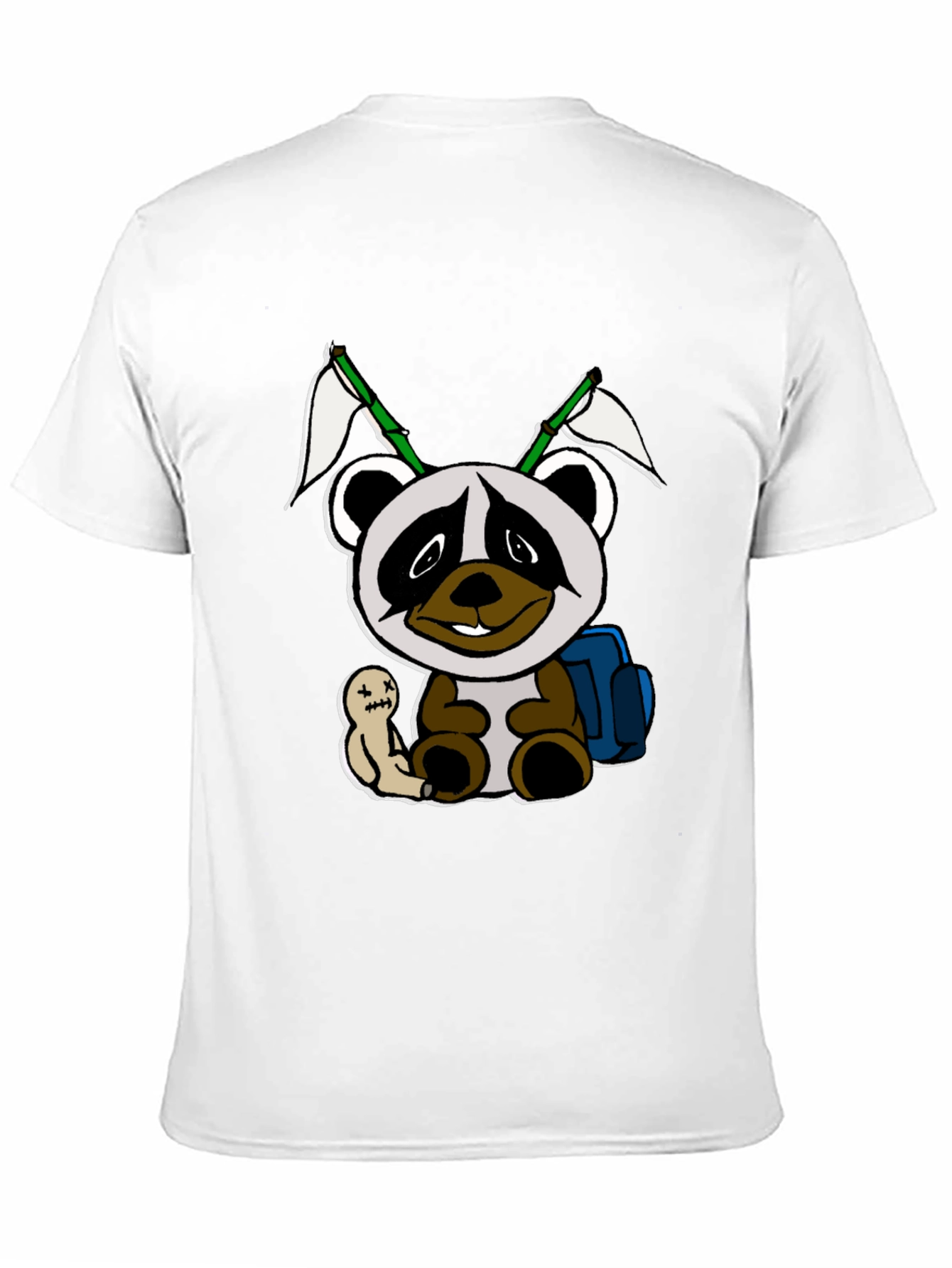 Cartoon Panda Graphic Black Tee - 11