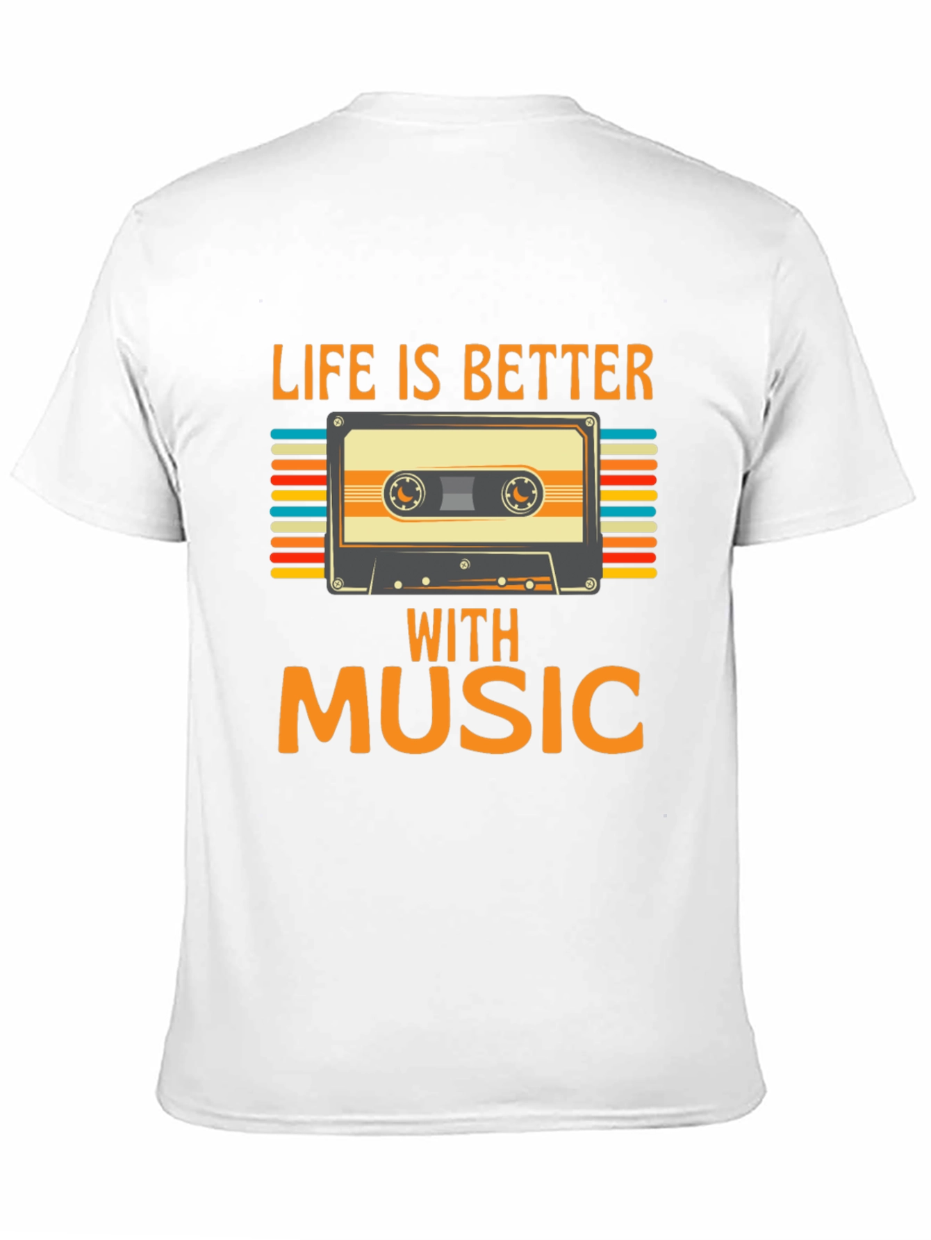 Black Retro Music Cassette T-Shirt - Life is Better With Music view 11