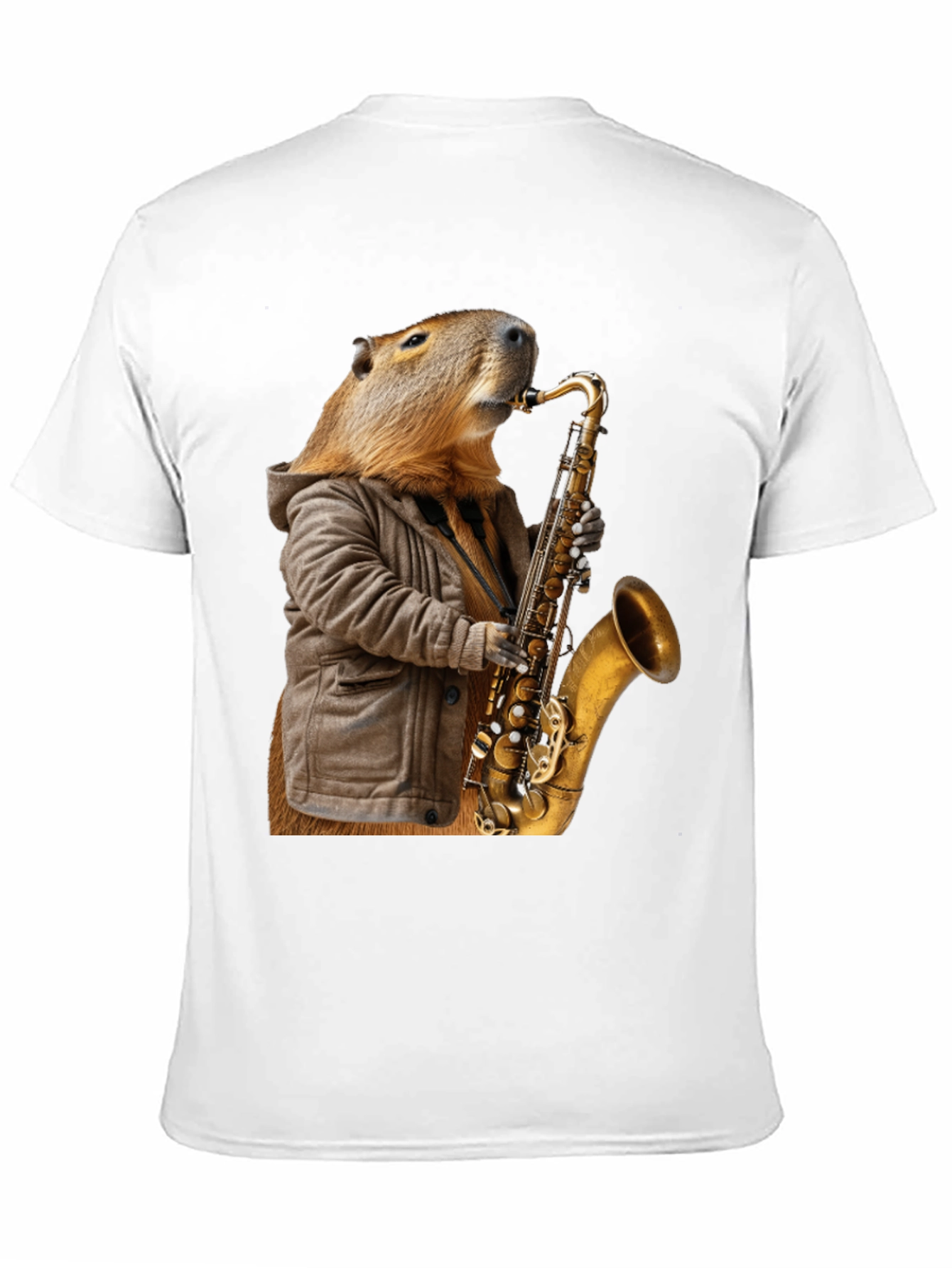 Black Capybara Saxophone T-Shirt view 11