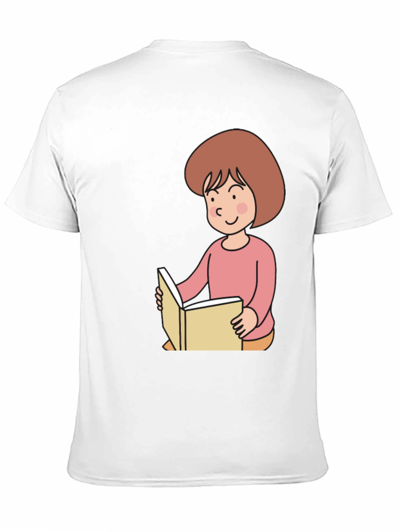Black Reading Girl Black T-Shirt - Cute Cartoon Design view 11