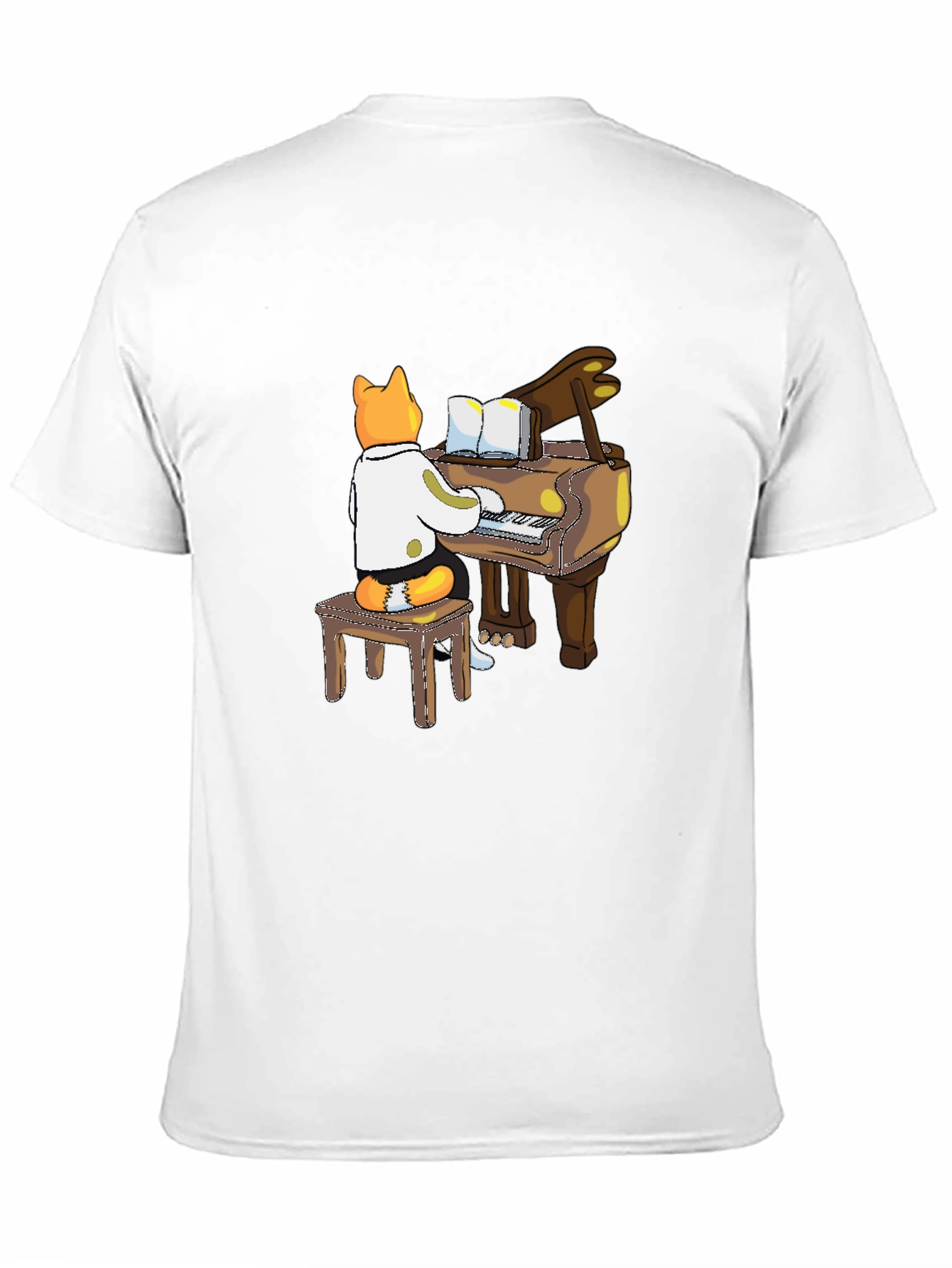 Black Cat Pianist T-Shirt - Black Graphic Tee view 11