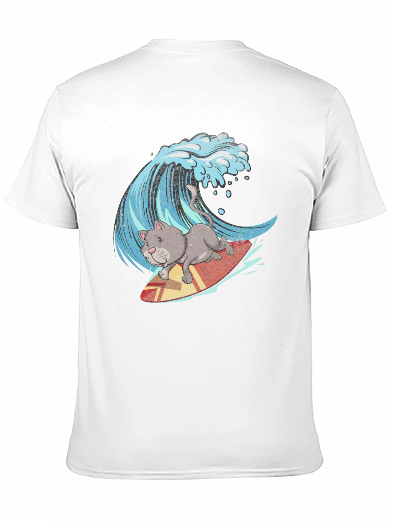 Black Cat Surfing Wave Graphic Tee - Black view 11