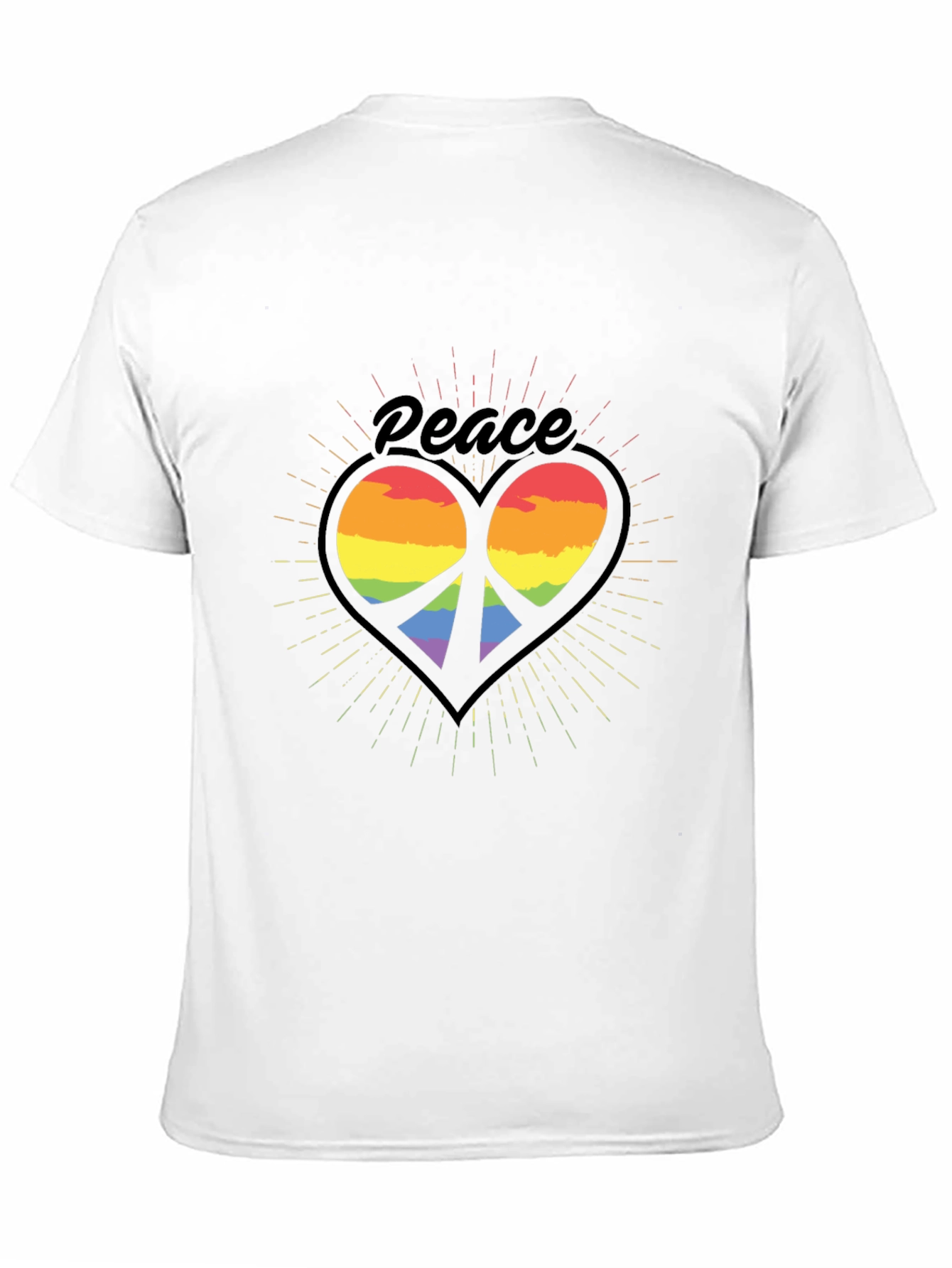 Black Peace Heart Rainbow T-Shirt - Black view 11