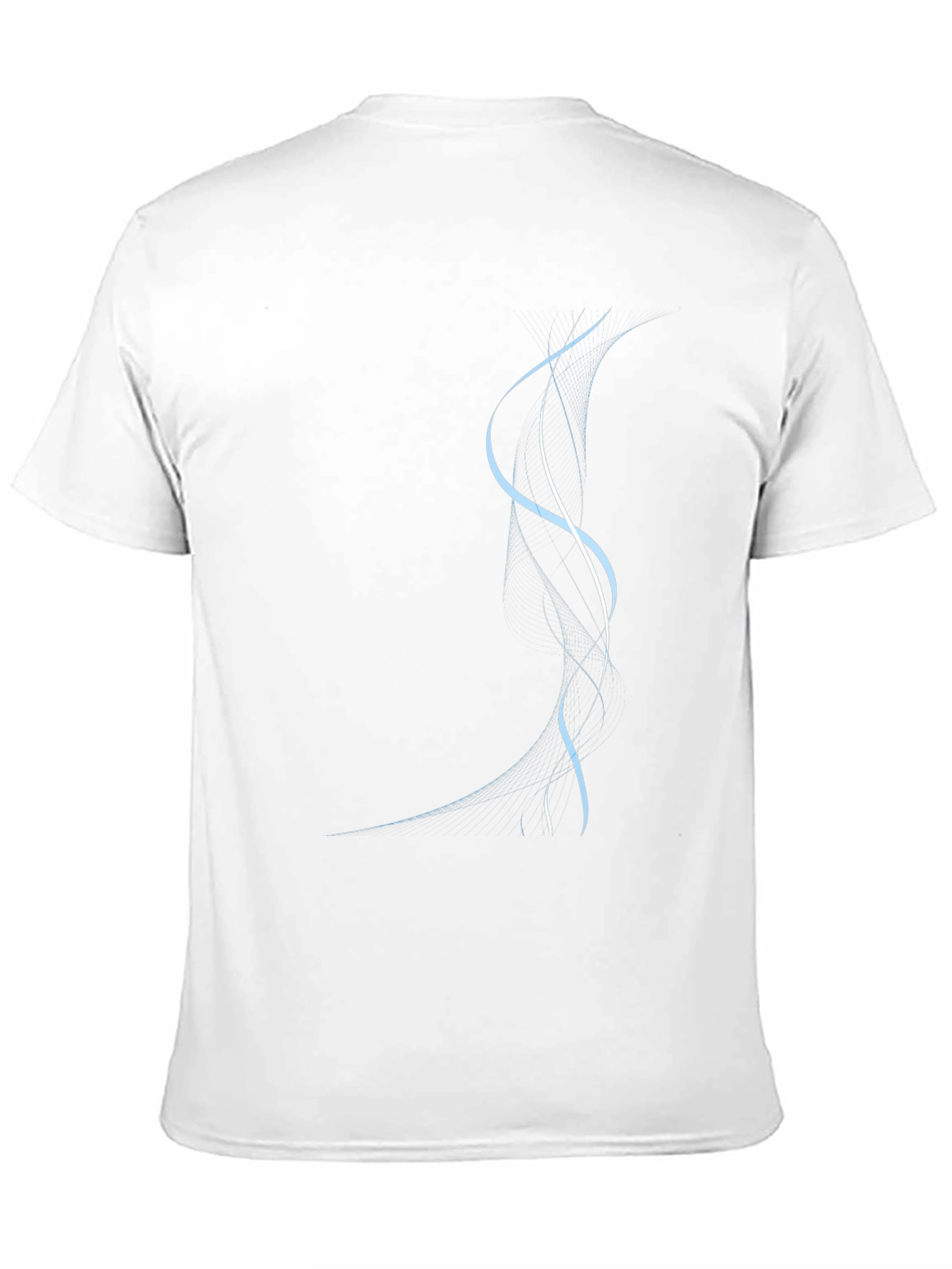 Black Men's Black T-Shirt with Abstract Blue Line Design view 11