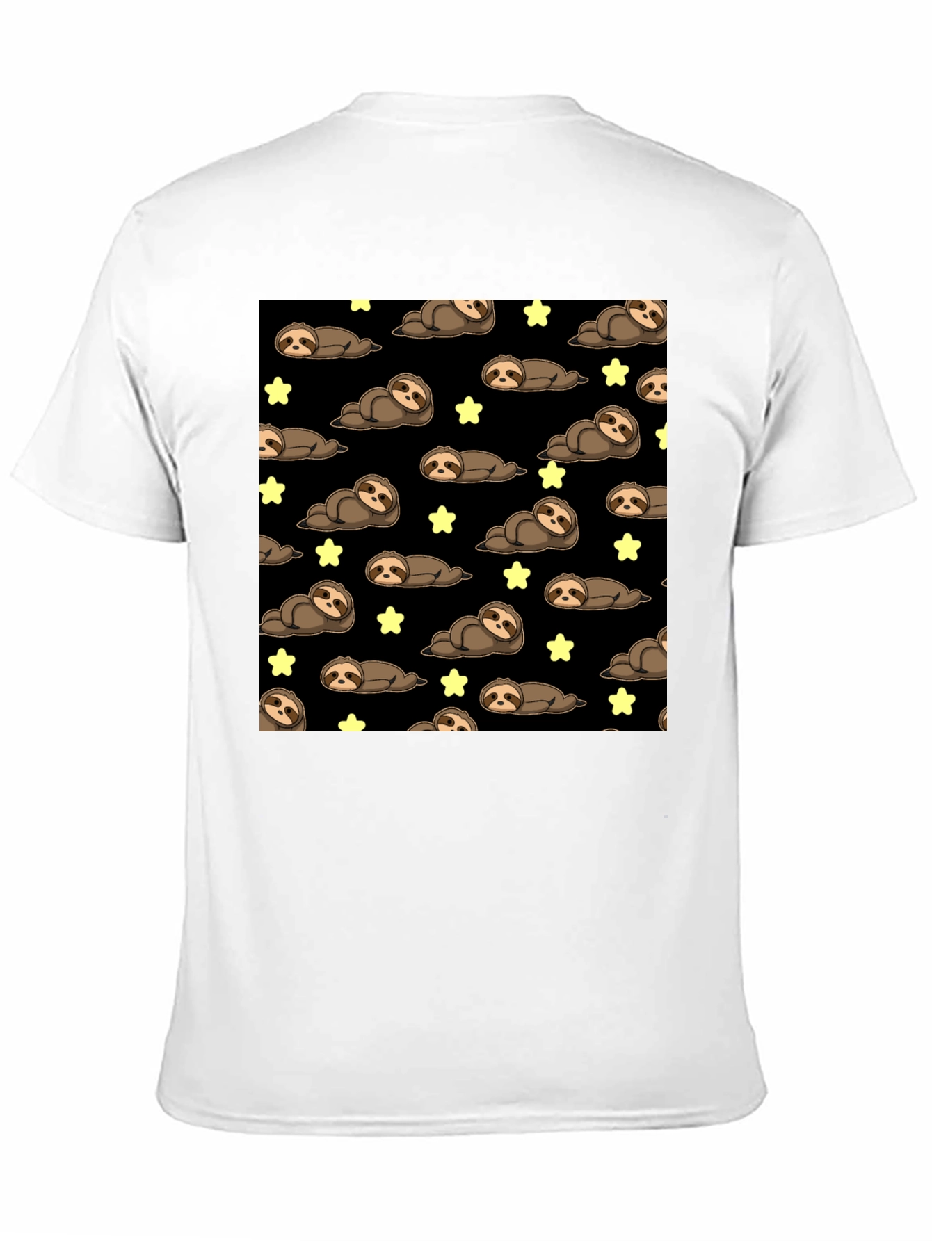 Black Cute Sloth Starry Night T-Shirt view 11