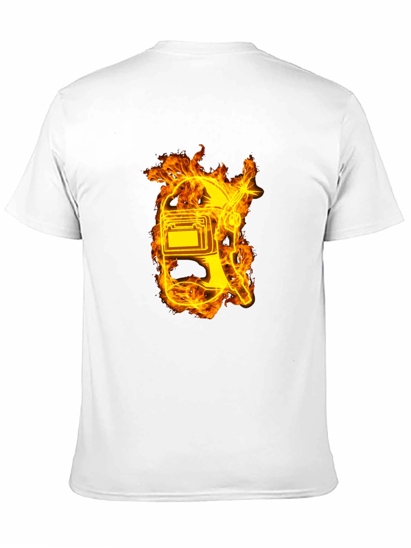 Black Flaming Welder T-Shirt - Black Cotton Tee view 11