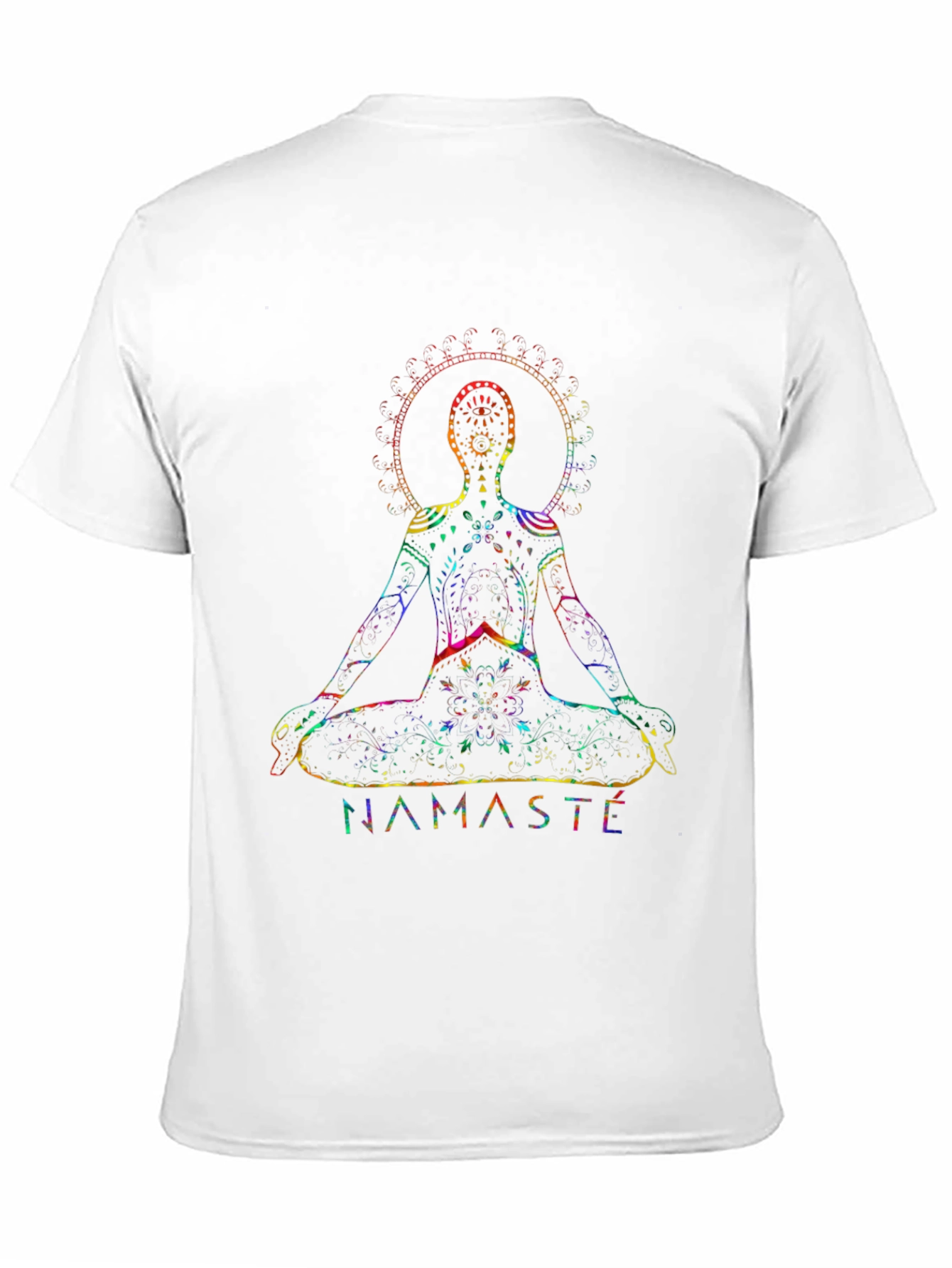 Black Namaste Yoga Rainbow Chakra Graphic Black T-Shirt view 11