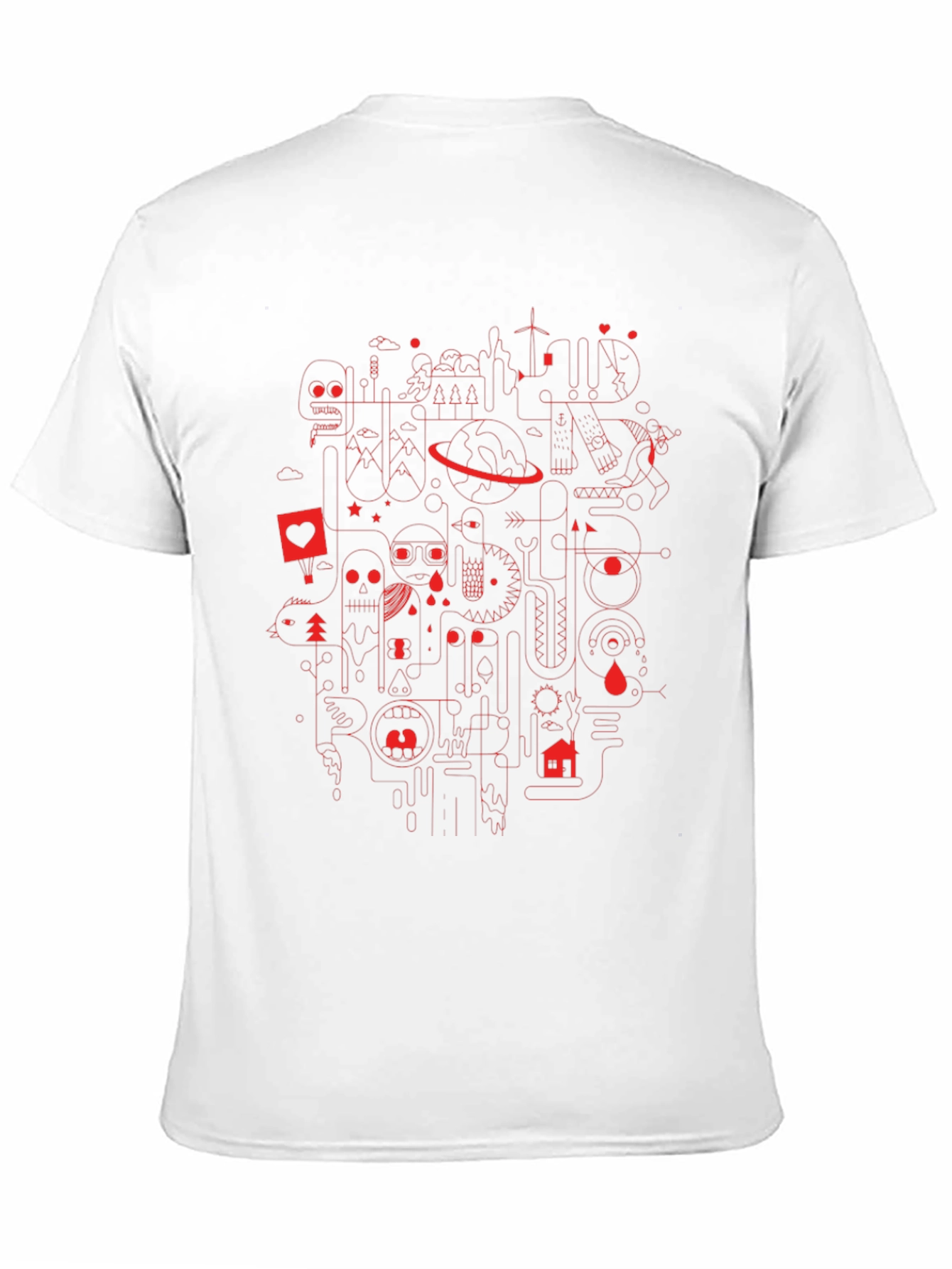 Black Abstract Graphic Print Crew Neck T-Shirt view 11