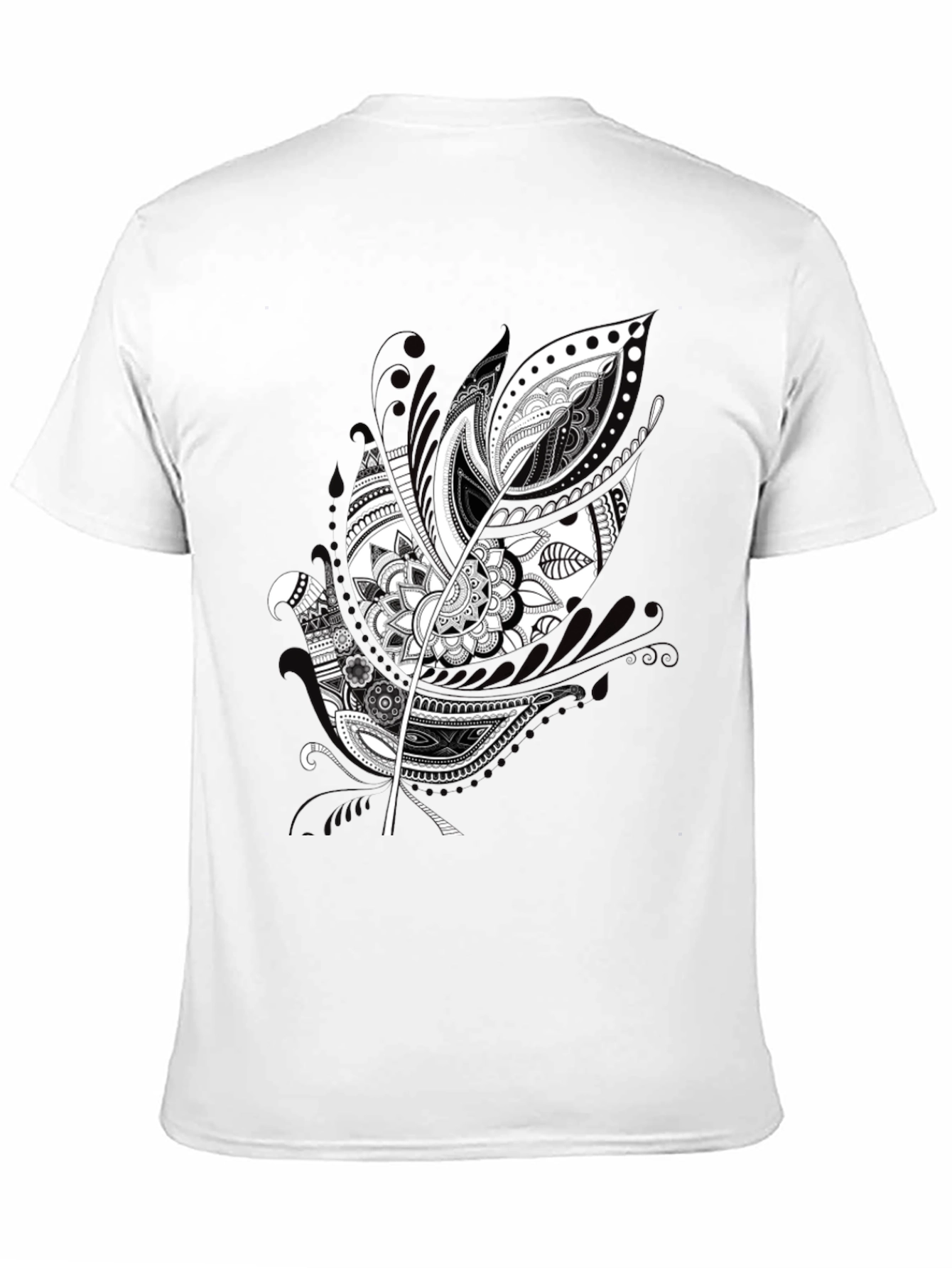 Black Black Graphic Tee - Feather Mandala Design view 11