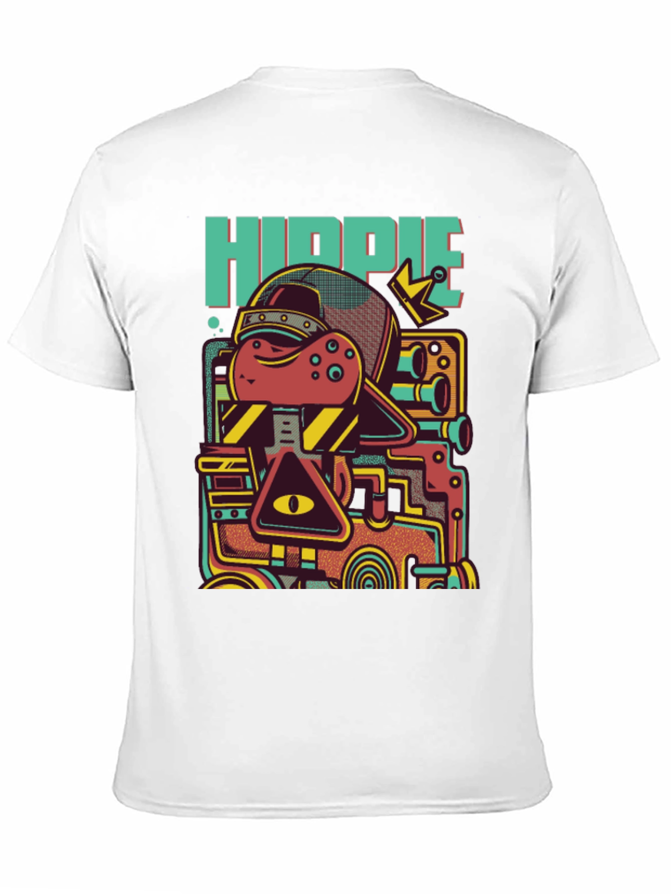 Black Hippie Robot Black Graphic T-Shirt view 11
