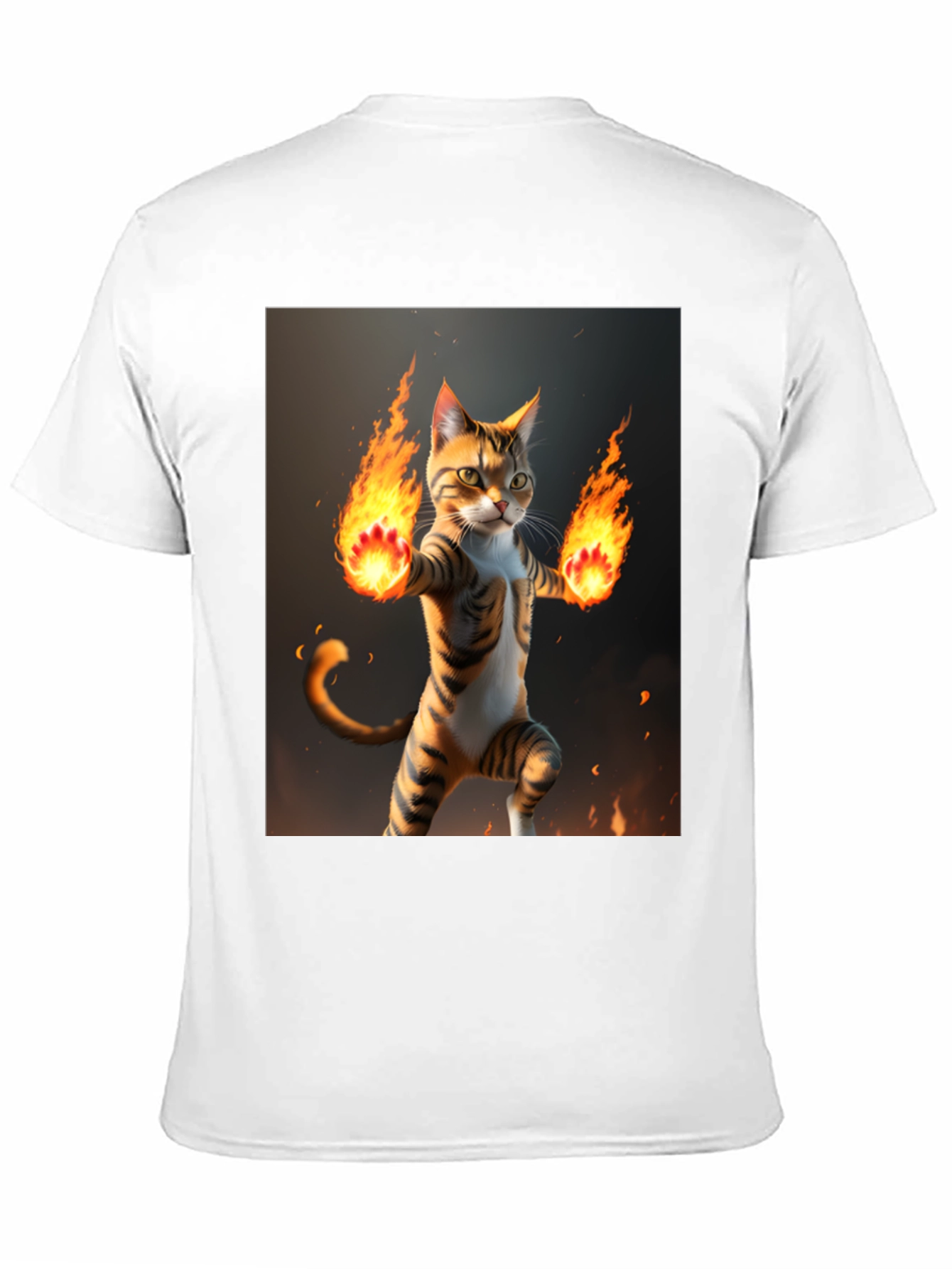 Black Fire Cat Graphic Tee - Black Cotton T-Shirt view 11