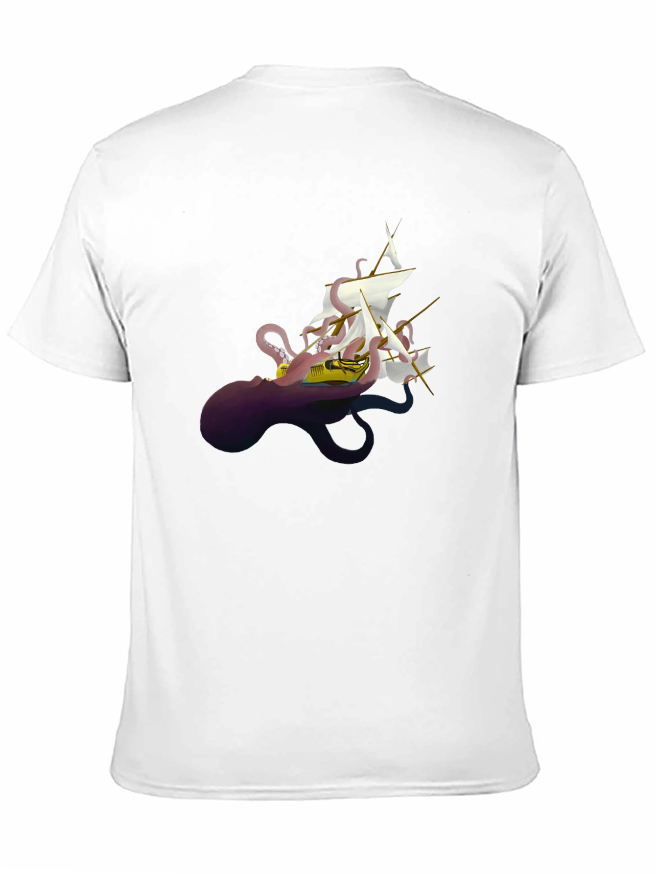 Black Octopus Ship Black T-Shirt - Unique Kraken Graphic Tee view 11