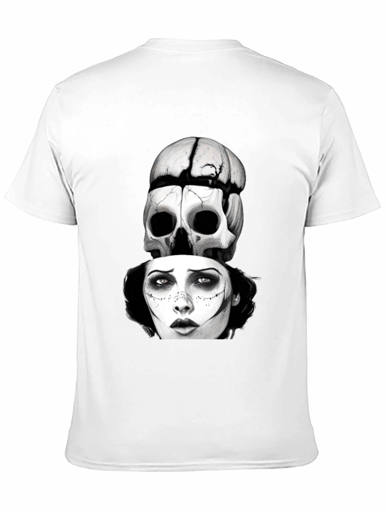 Black Skull & Woman Graphic T-Shirt - Gothic Style view 11