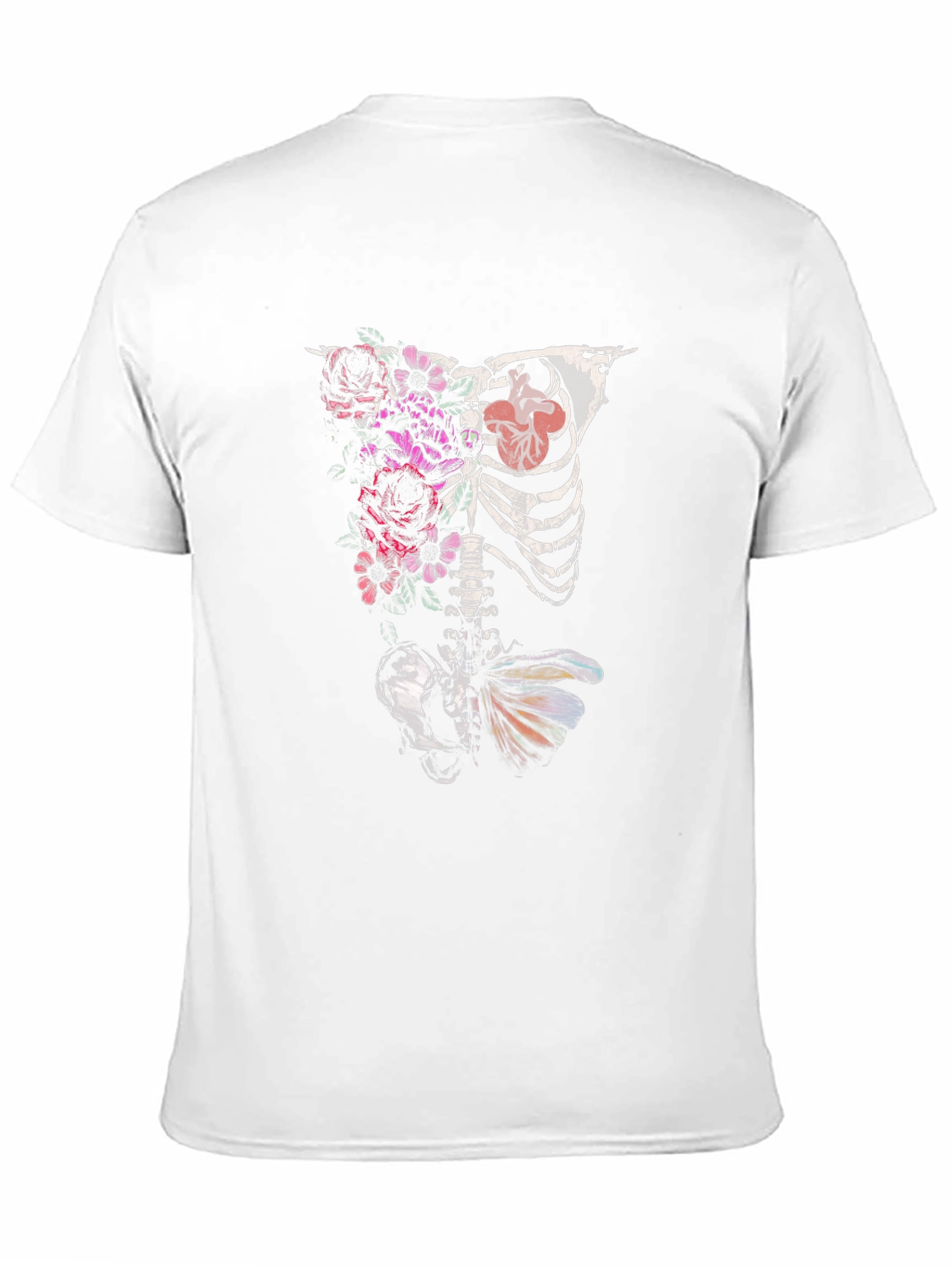 Black Floral Skeleton Graphic T-Shirt - Unique Design Tee view 11