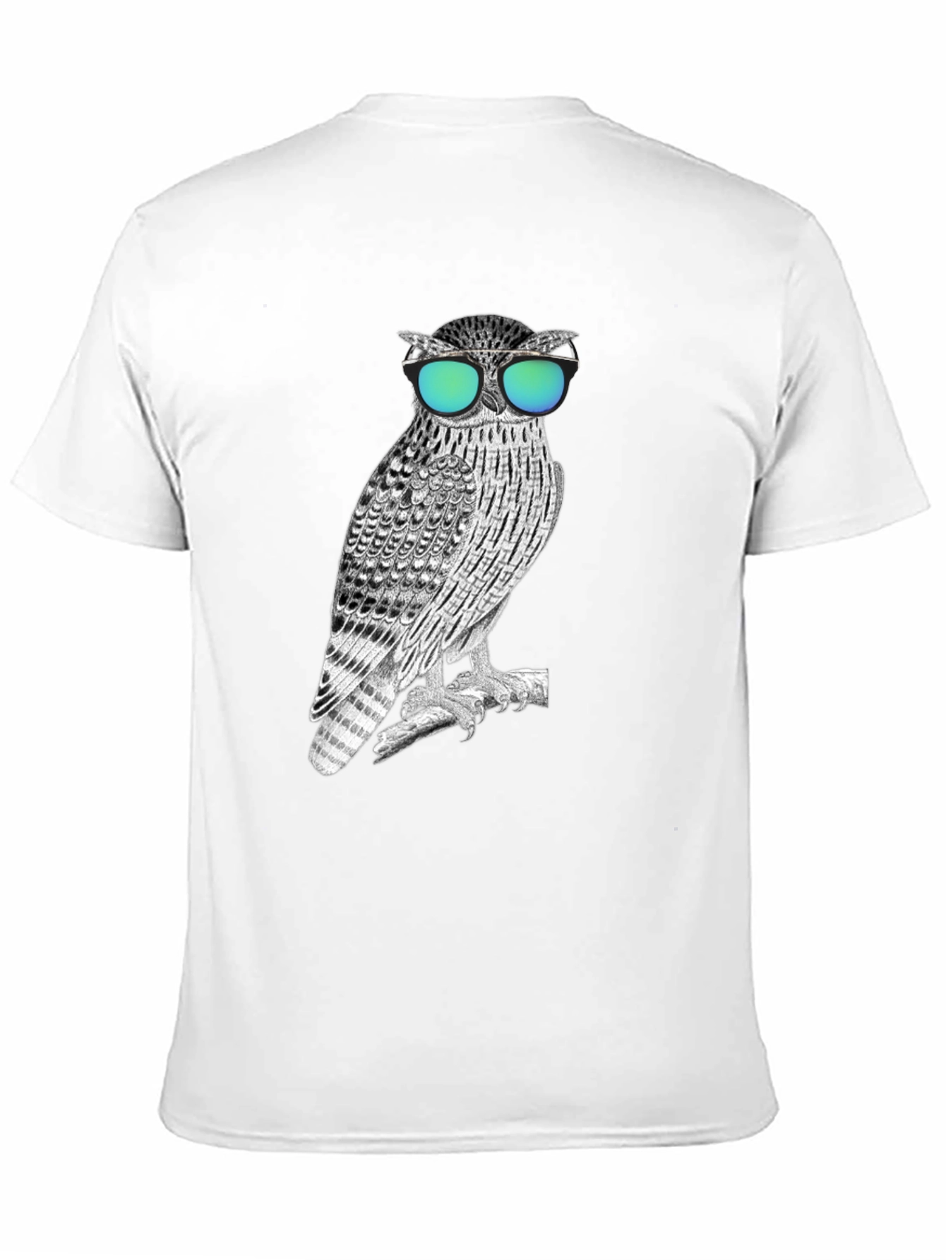 Black Cool Owl Graphic Tee - Black Cotton Blend view 11