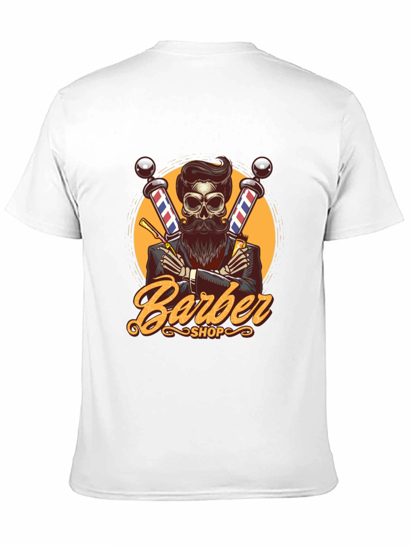 Black Barber Shop Skeleton Graphic Tee view 11